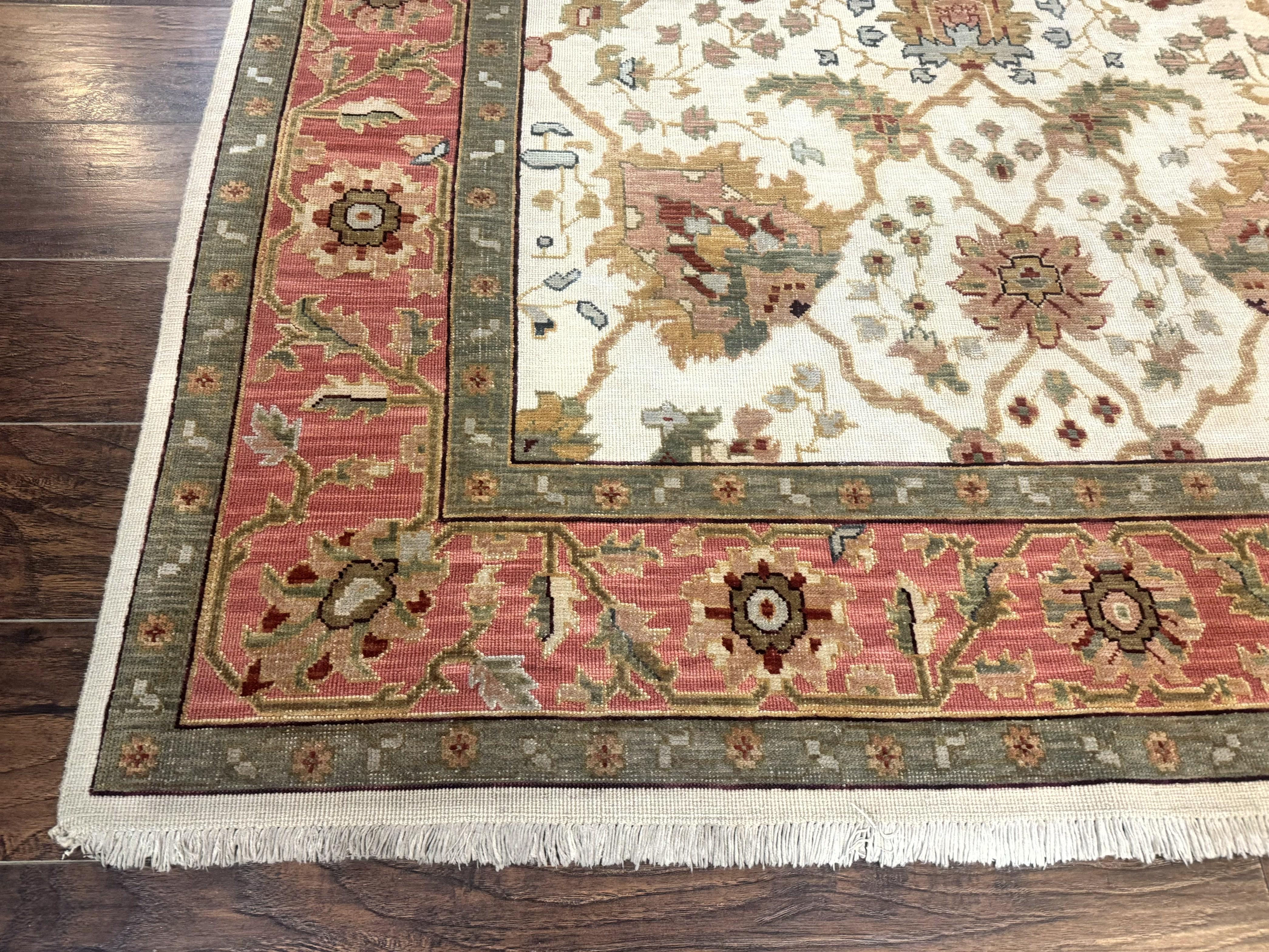 Flatweave Soumak Rug 6x9, Nourison Rug, Wool Handmade, Floral, Ivory - Jewel Rugs