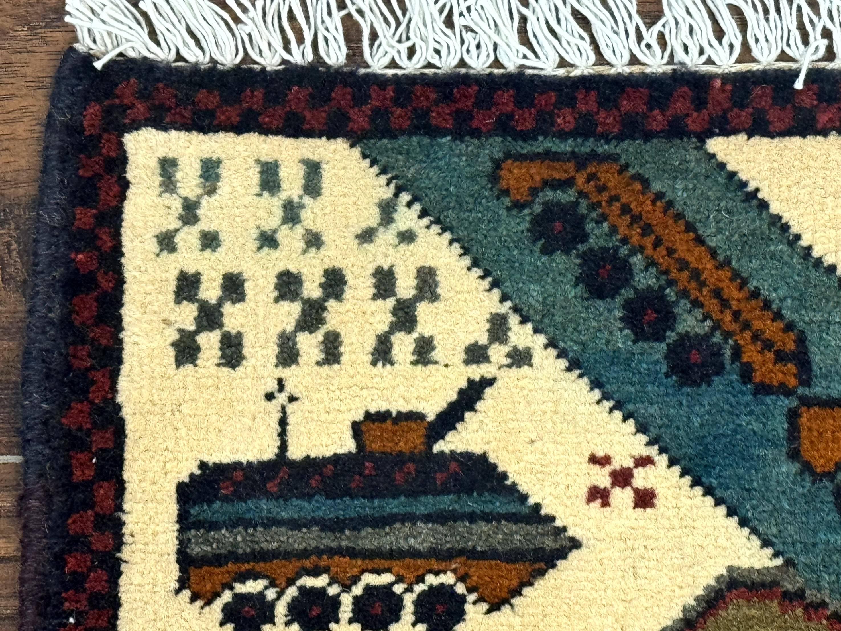 Afghan War Rug, Helicopters Tanks Guns, Handmade, Wool, 2x3 - Jewel Rugs