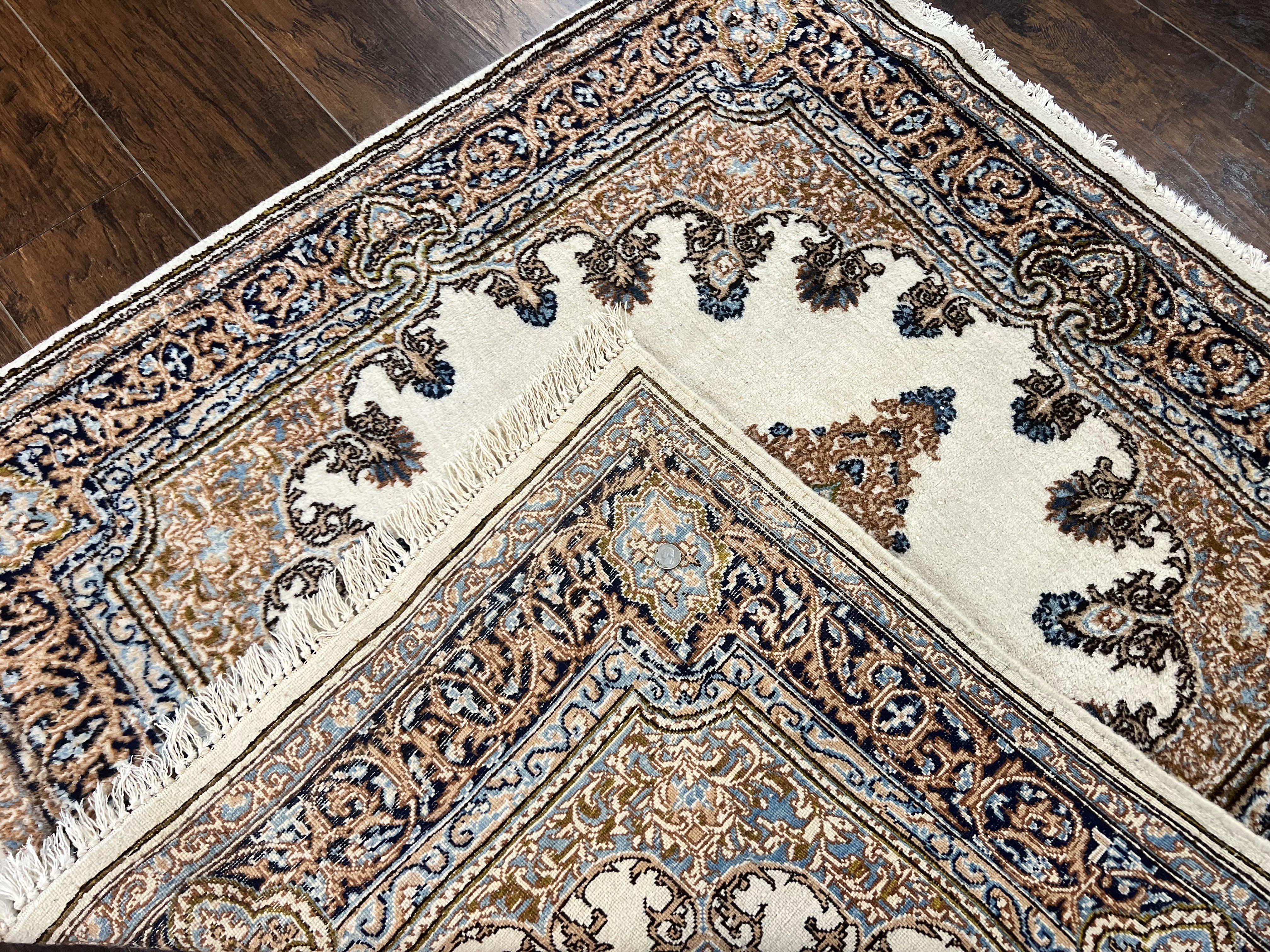 Square Persian Kirman Rug 4x4, Semi Open Field, Handmade - Jewel Rugs