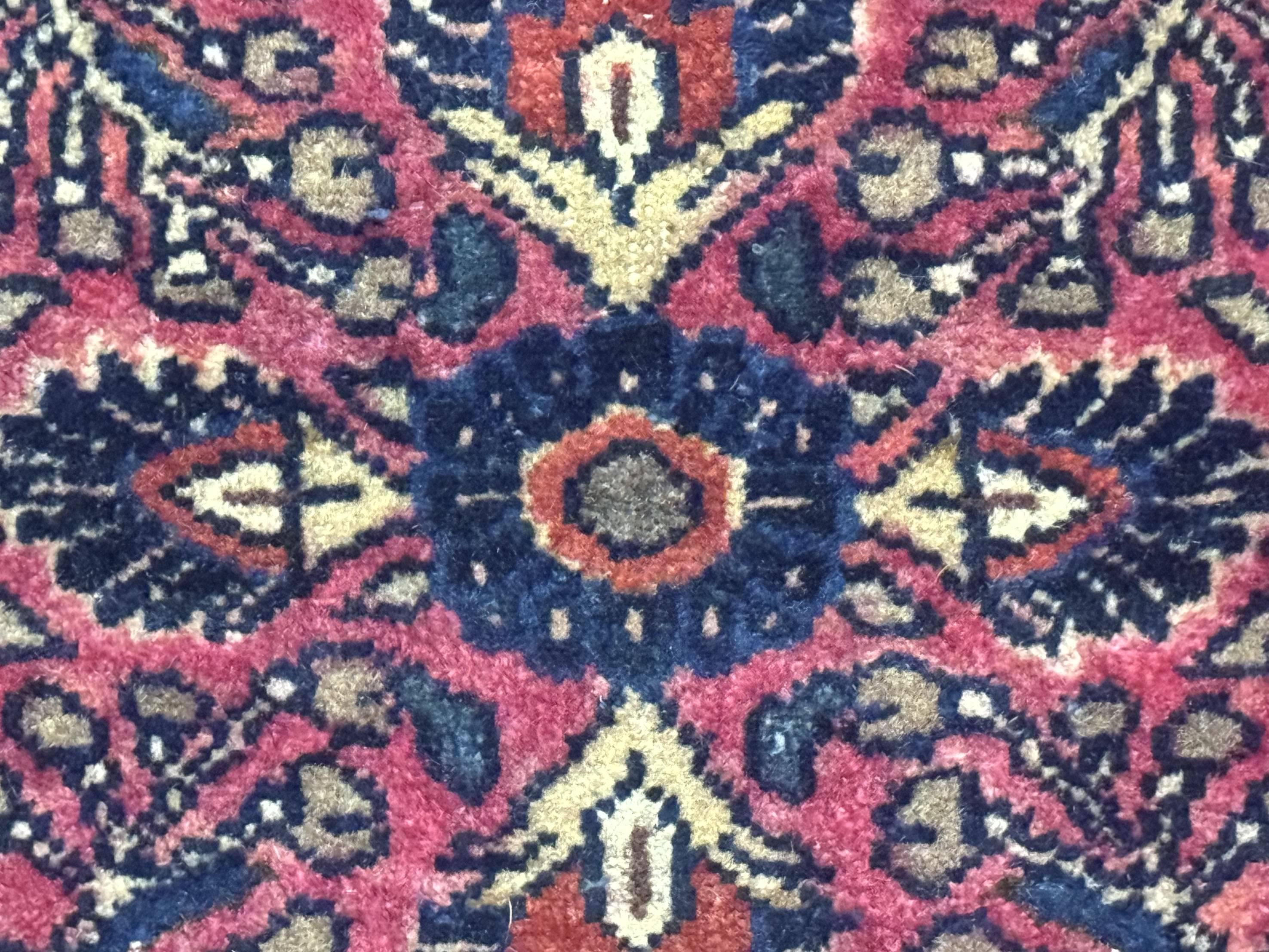 Small Antique Persian Sarouk Rug 2x2 ft, Red 1920s Wool Rug - Jewel Rugs