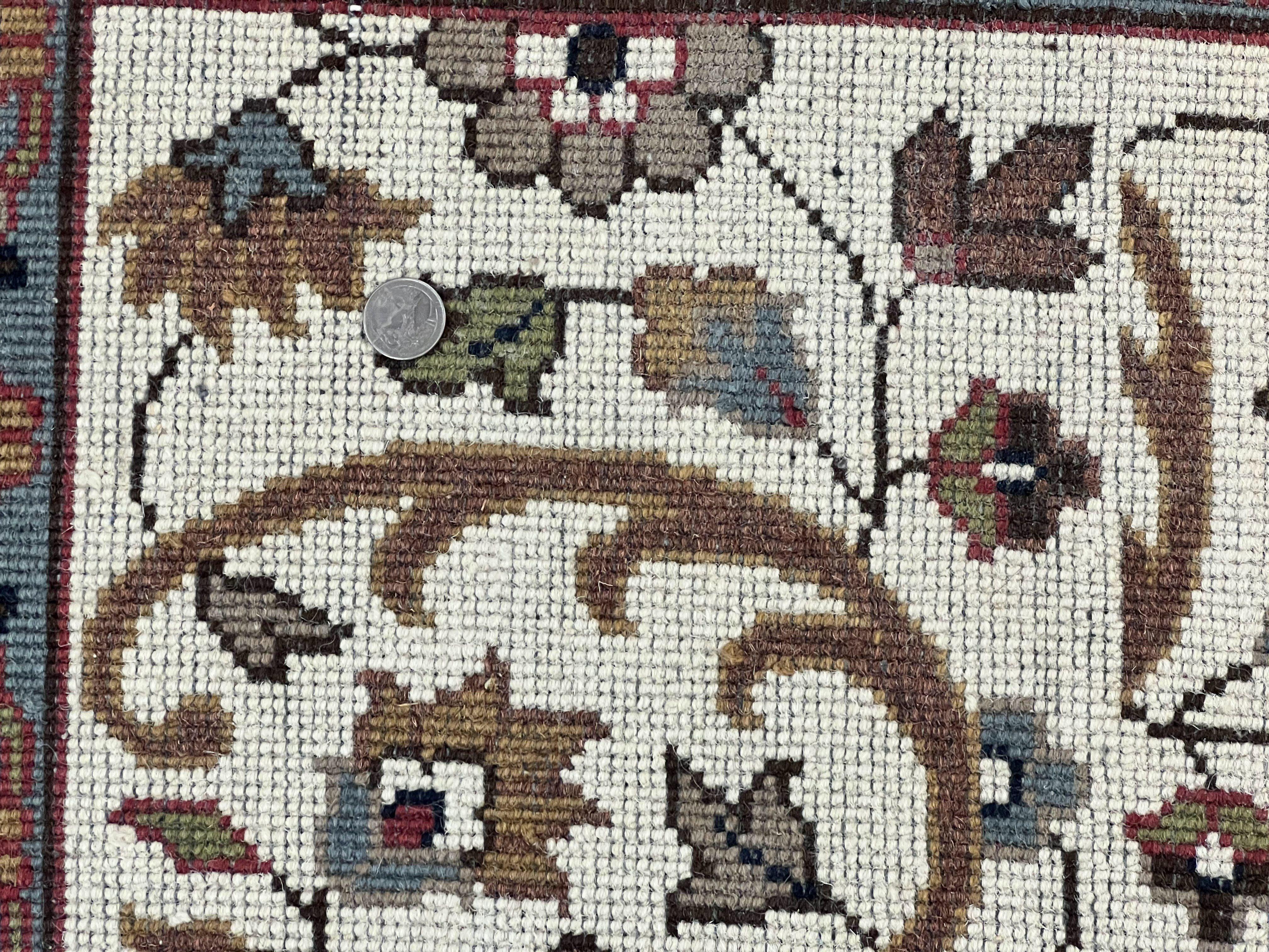 Indo Persian Rug 9x12, Wool Hand Knotted Vintage Carpet, Red & Ivory, Floral Allover, 9 x 12 Room Sized Rug - Jewel Rugs