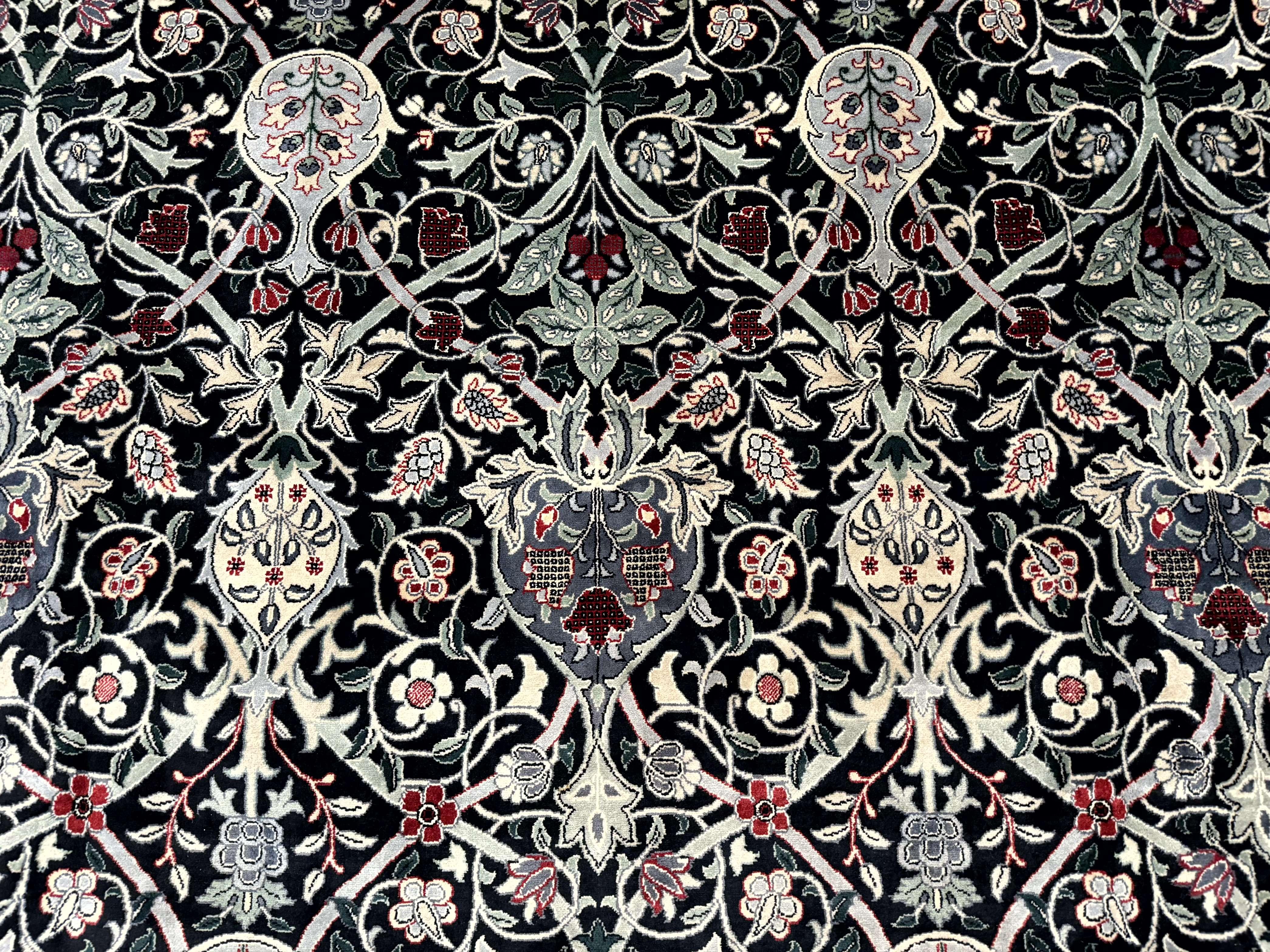 Palace Size Rug 12x17, Pak Persian Wool Carpet, Handmade, Midnight Green, William Morris Allover Pattern - Jewel Rugs