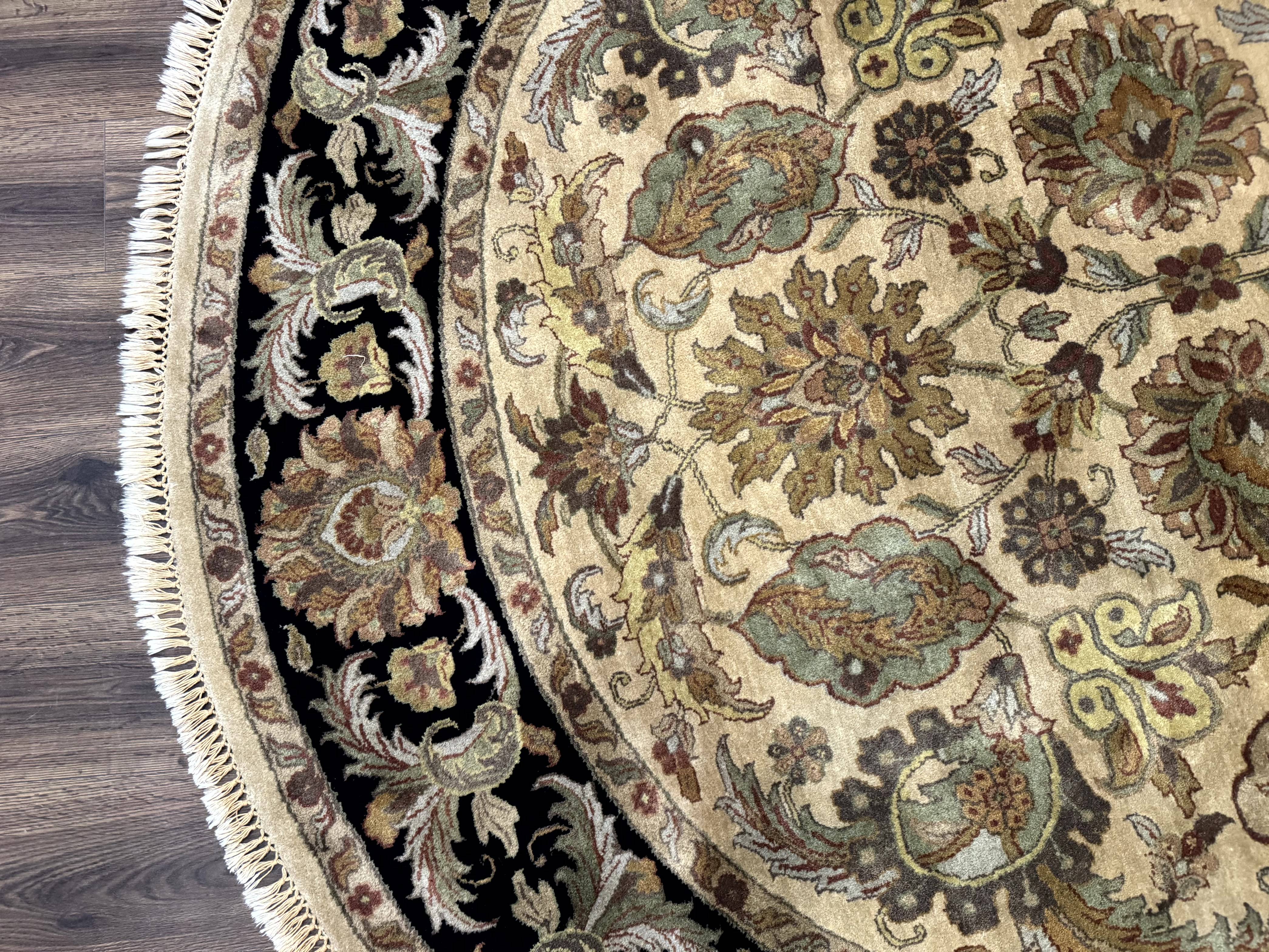 Indo Mahal Round Rug 8x8, Wool Handmade Indian Carpet - Jewel Rugs