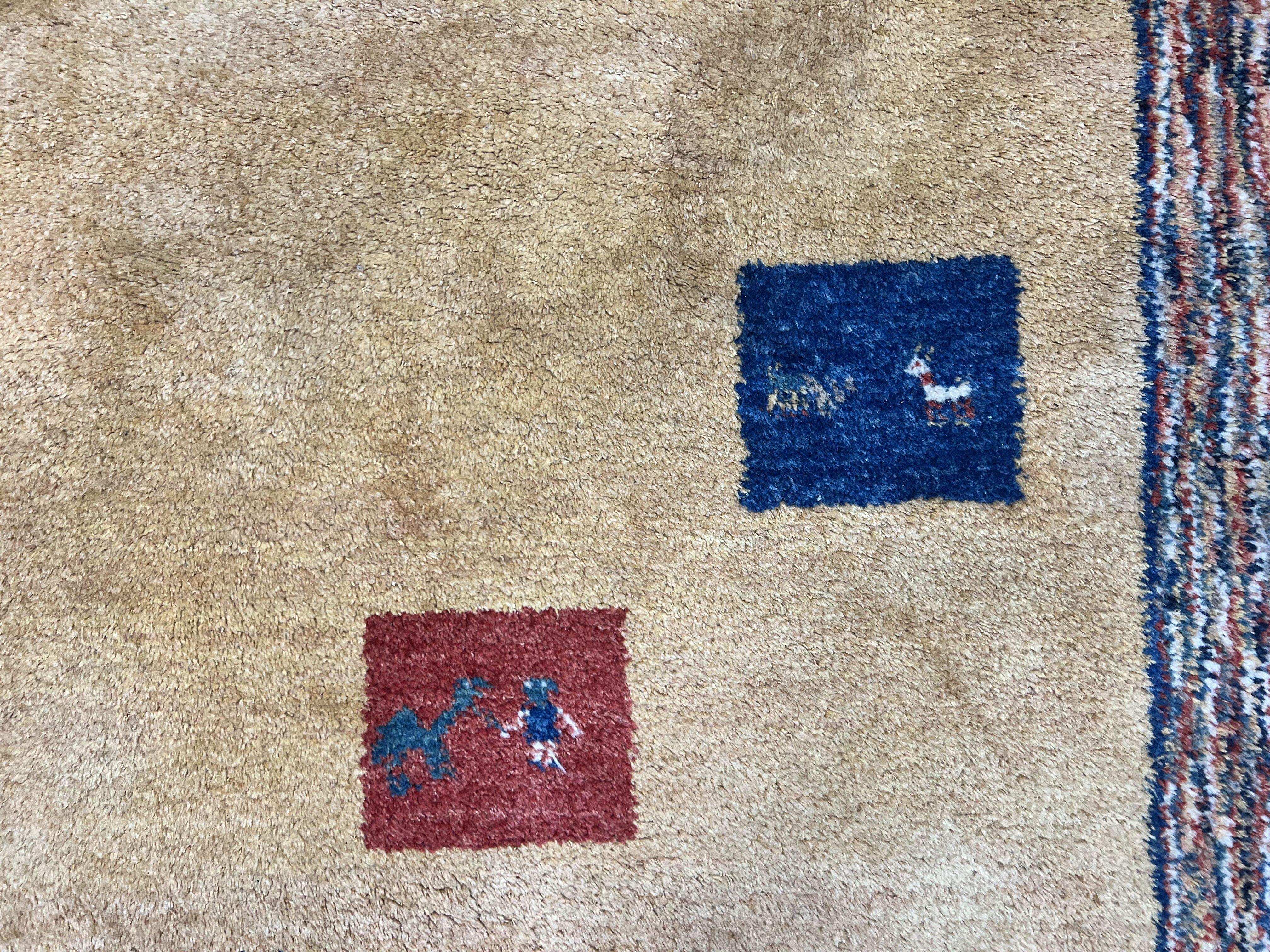 Indo Gabbeh Rug 3.7 x 5, Tribal Rug, Boho Rug, Wool Handmade Carpet - Jewel Rugs