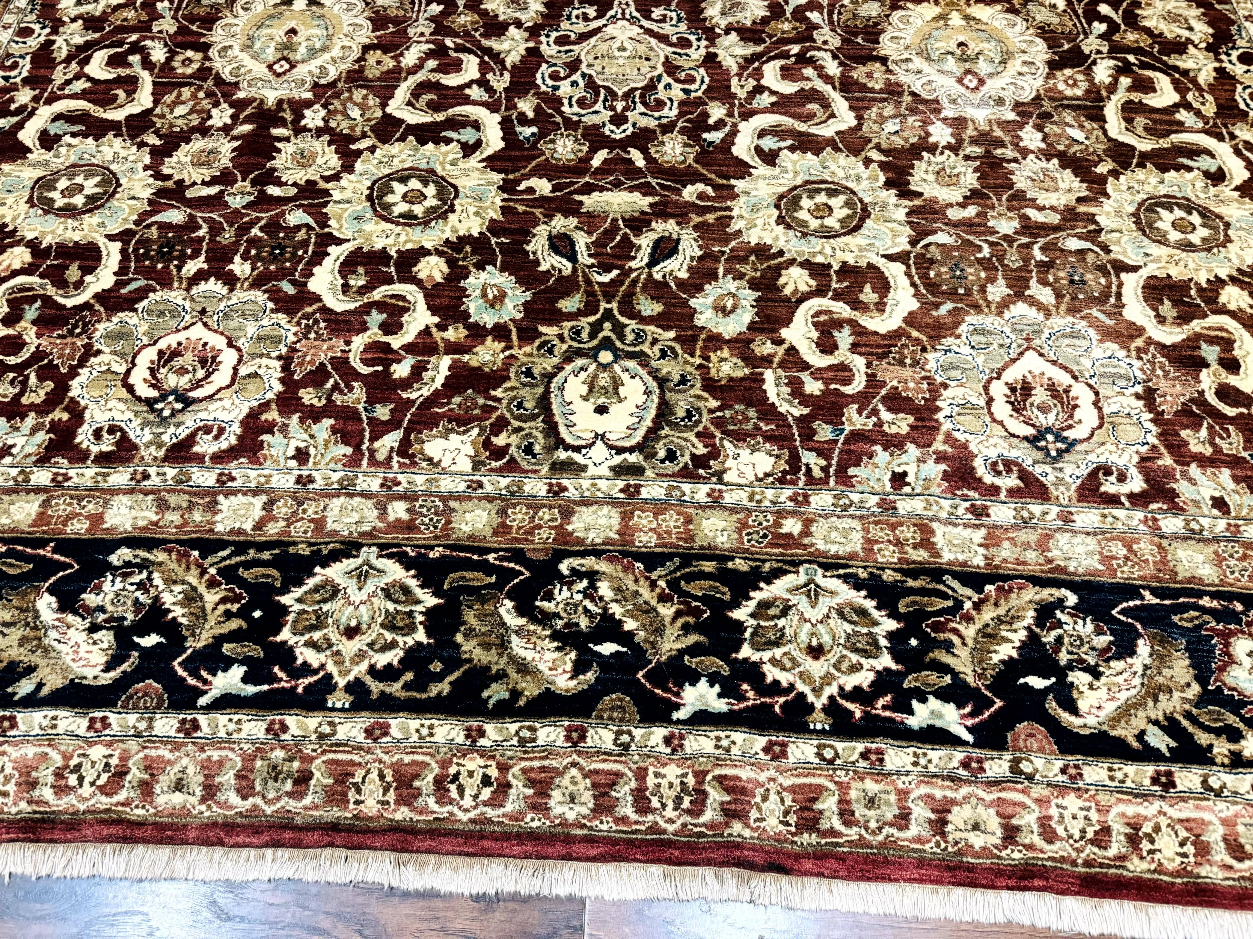 Palace Sized Indian Agra Rug 12x17, Wool Handmade Floral Allover Carpet - Jewel Rugs