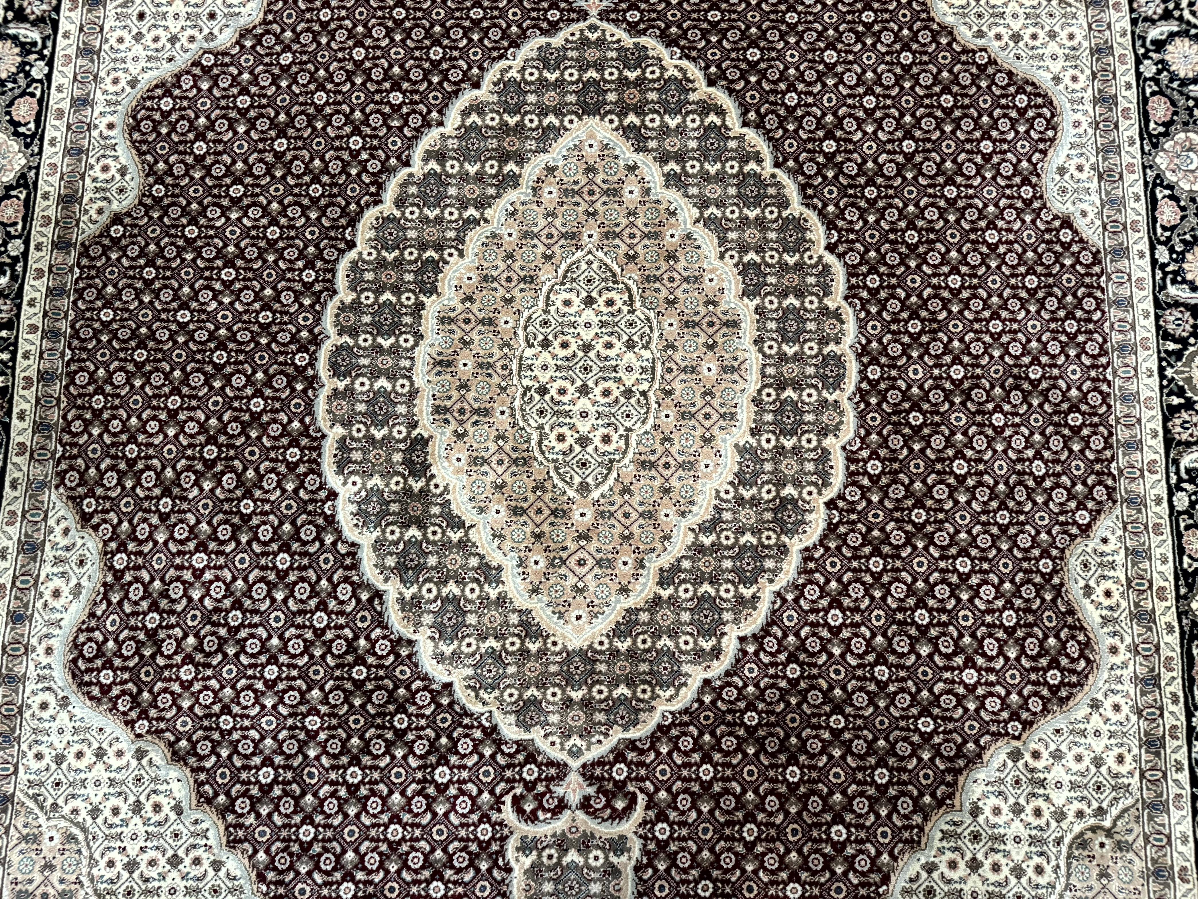 Sino Persian Rug 8x10, Herati, Elegant Oriental Carpet, Dark Maroon - Jewel Rugs