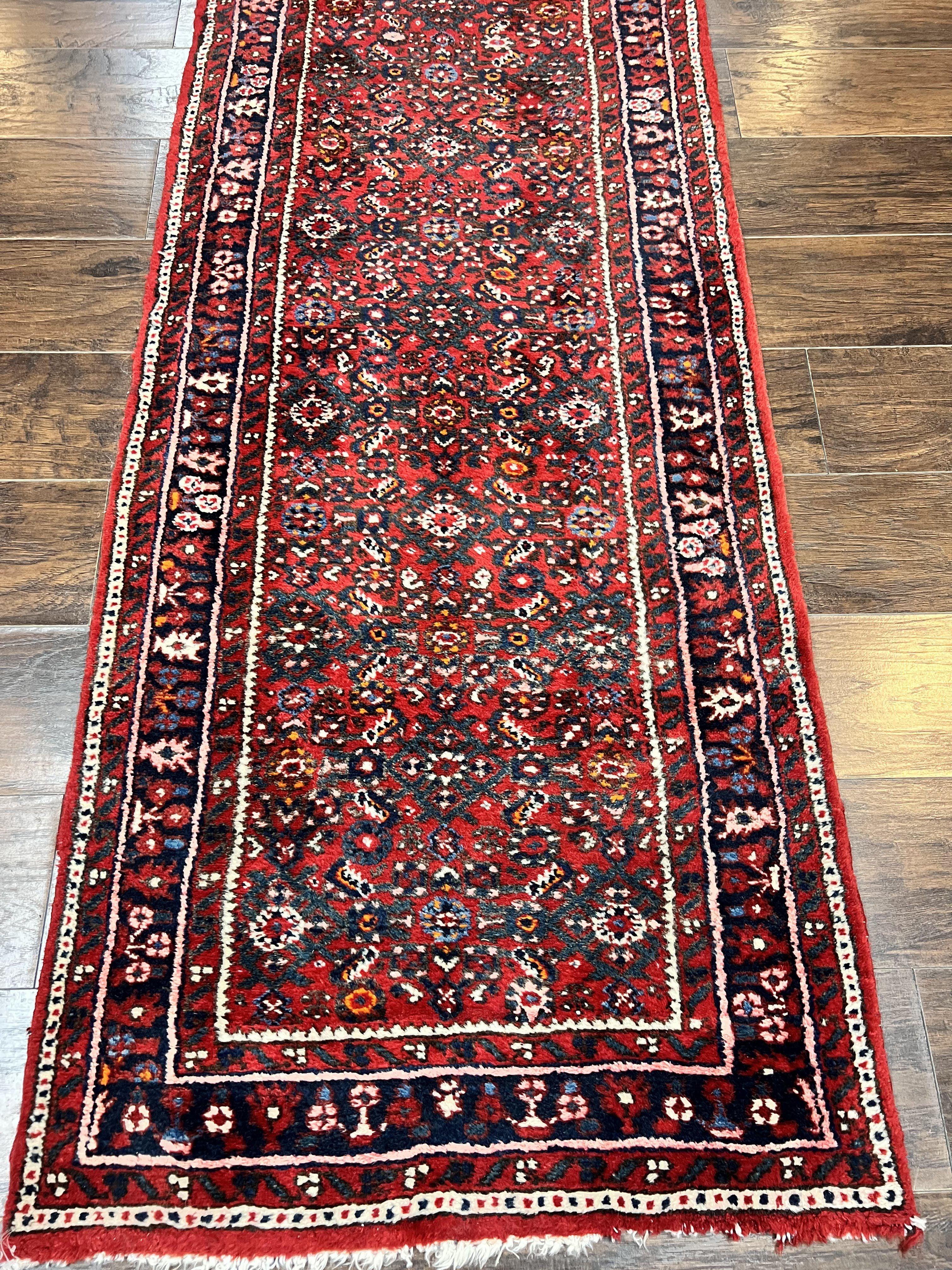 Long Persian Runner Rug 2.9 x 17, Red Handmade Wool Rug for Hallway, Antique Persian Carpet, 17ft Runner, Persian Hamadan Dargazine Rug - Jewel Rugs