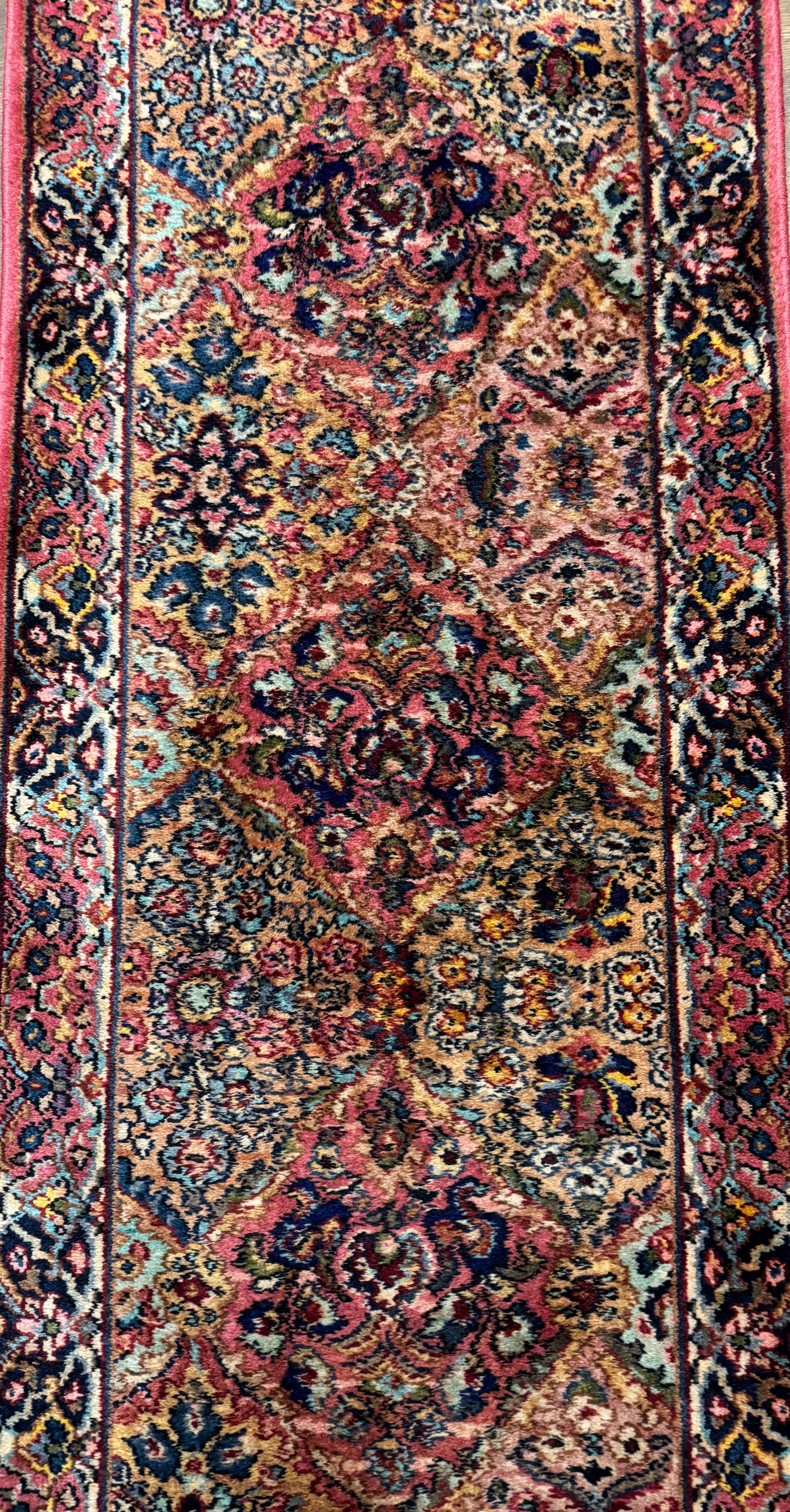 Karastan Runner Rug 2x15, Multicolor Panel Kirman #717, Wool, Original 700 Series, Antique - Jewel Rugs