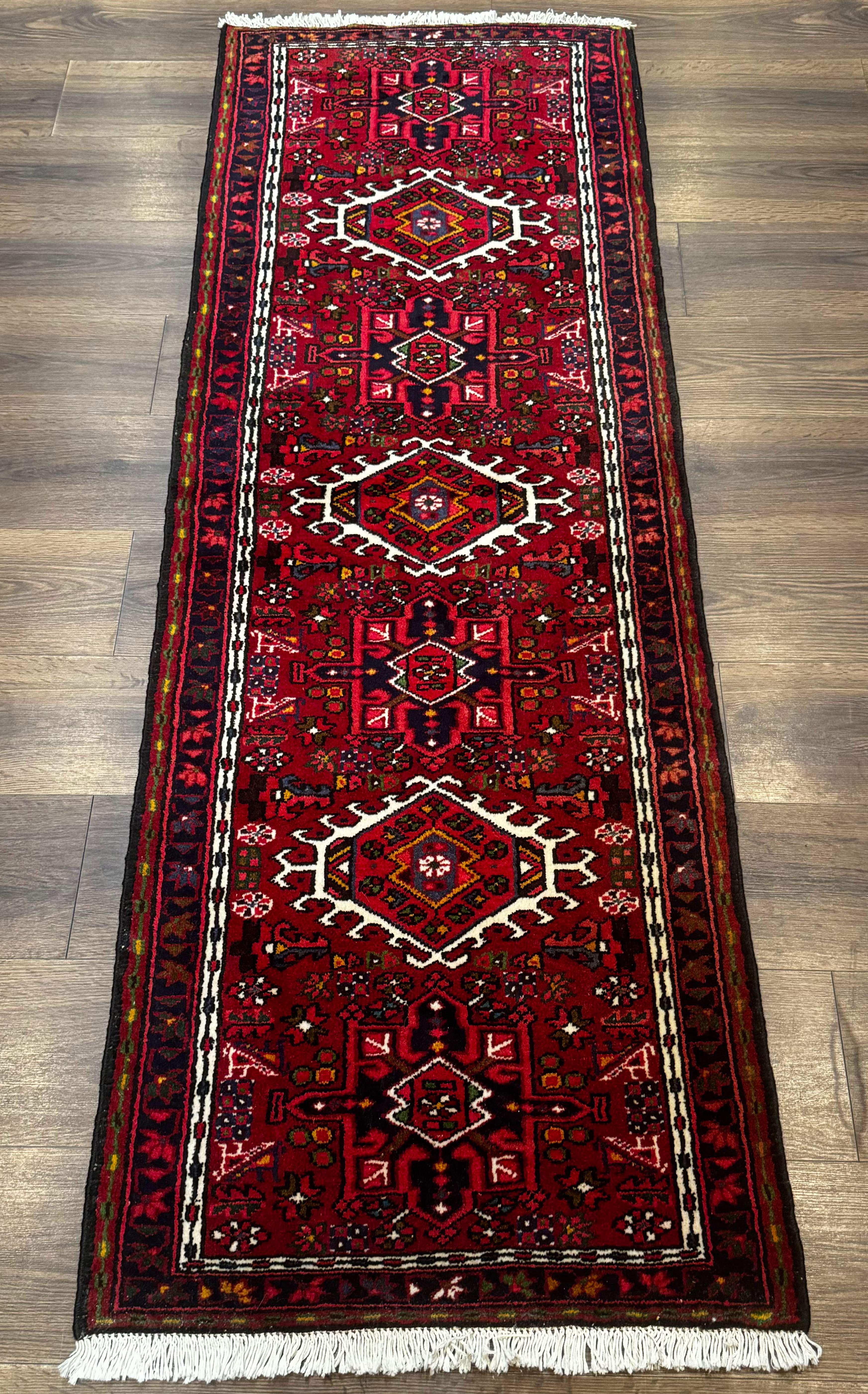 Persian Karajeh Runner Ruig 2 x 6.6, Tribal Runner, Red, Rustic, Short Runner, Geometric - Jewel Rugs