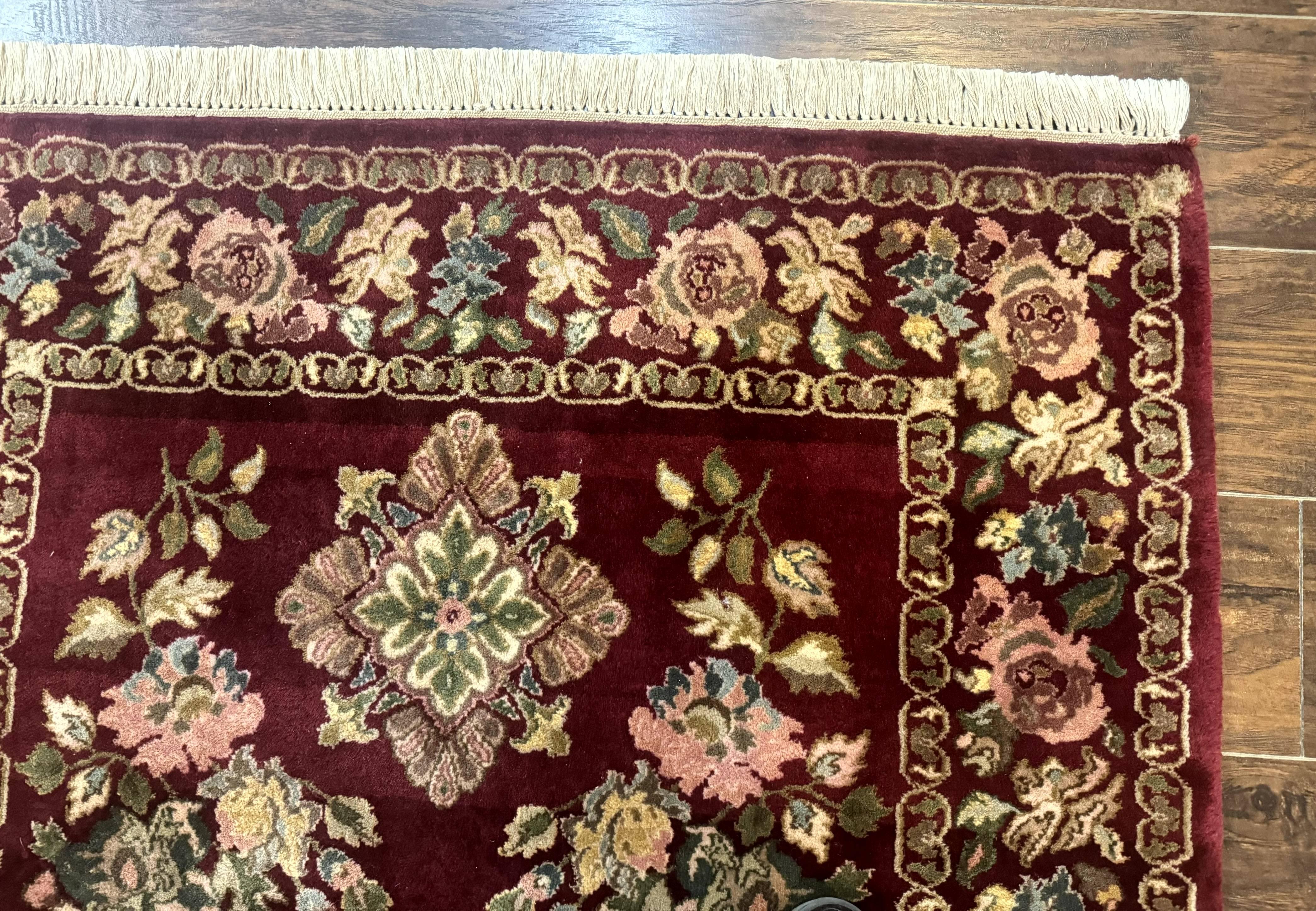 Indo Persian Kerman Rug 4x6, Burgundy, Floral - Jewel Rugs