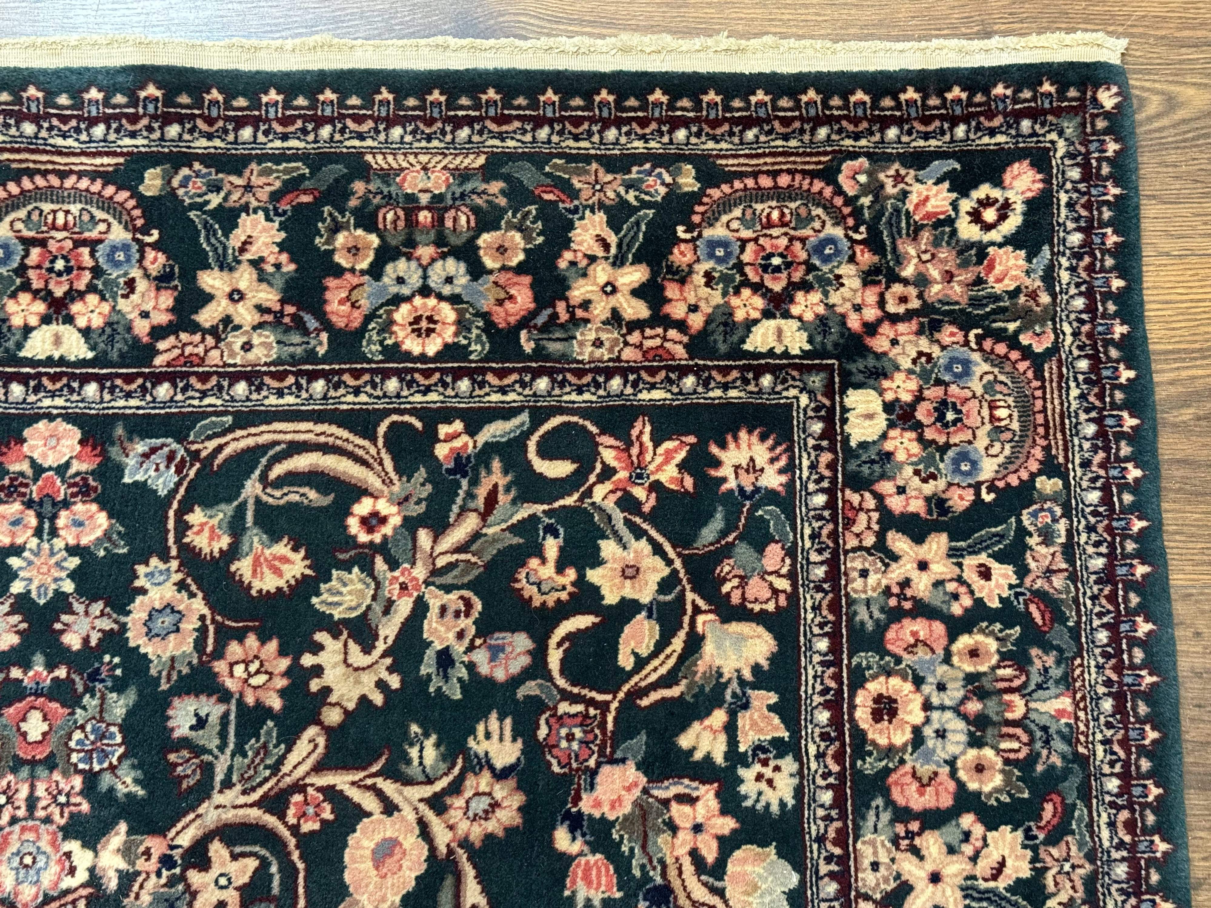 Pak Persian Rug 4x6, Dark Green, Floral Roses Allover, Very Fine 320 KPSI - Jewel Rugs