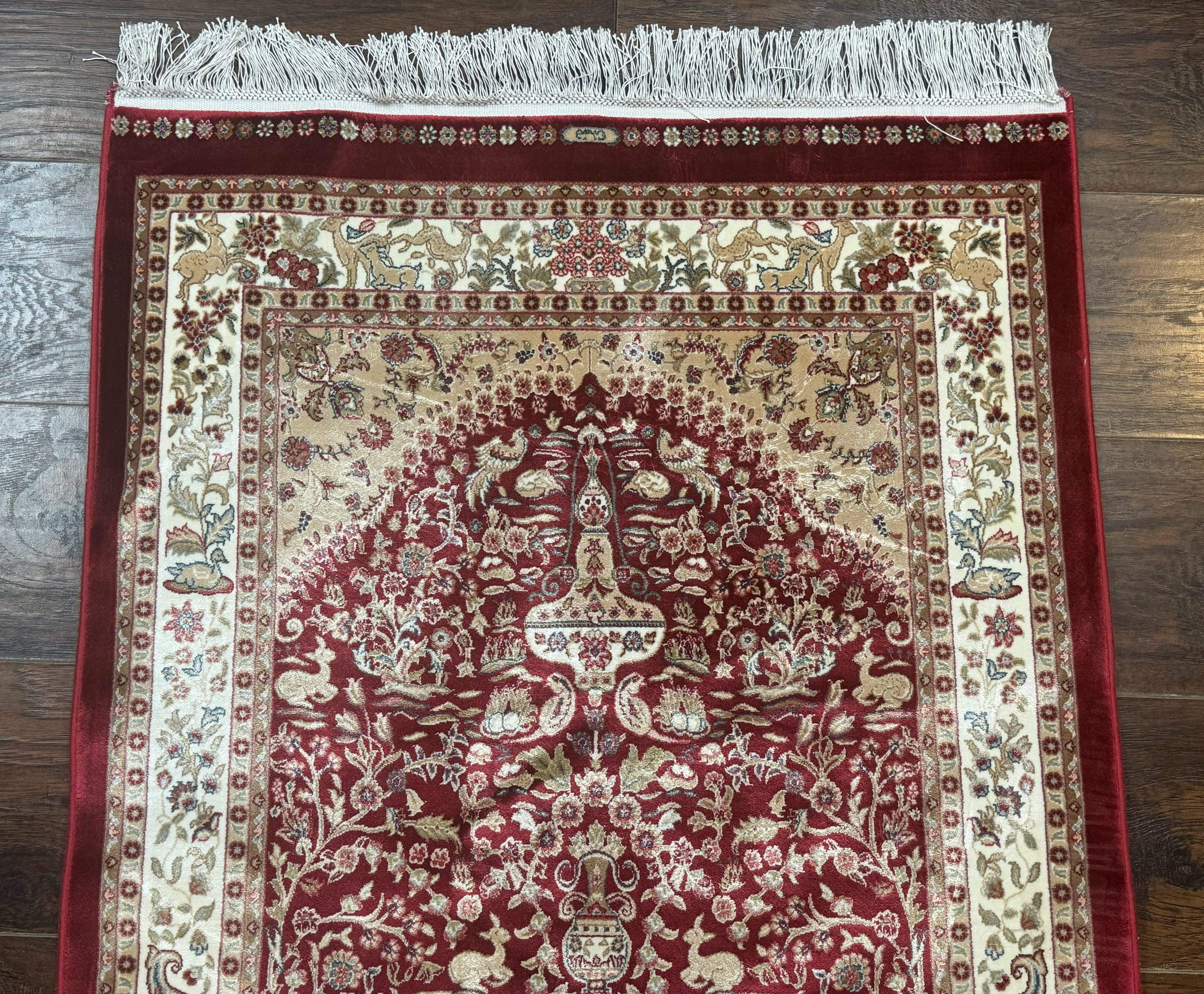 Tree of Life Turkish Silk Rug 2.6 x 4, Red, Bamboo Silk - Jewel Rugs