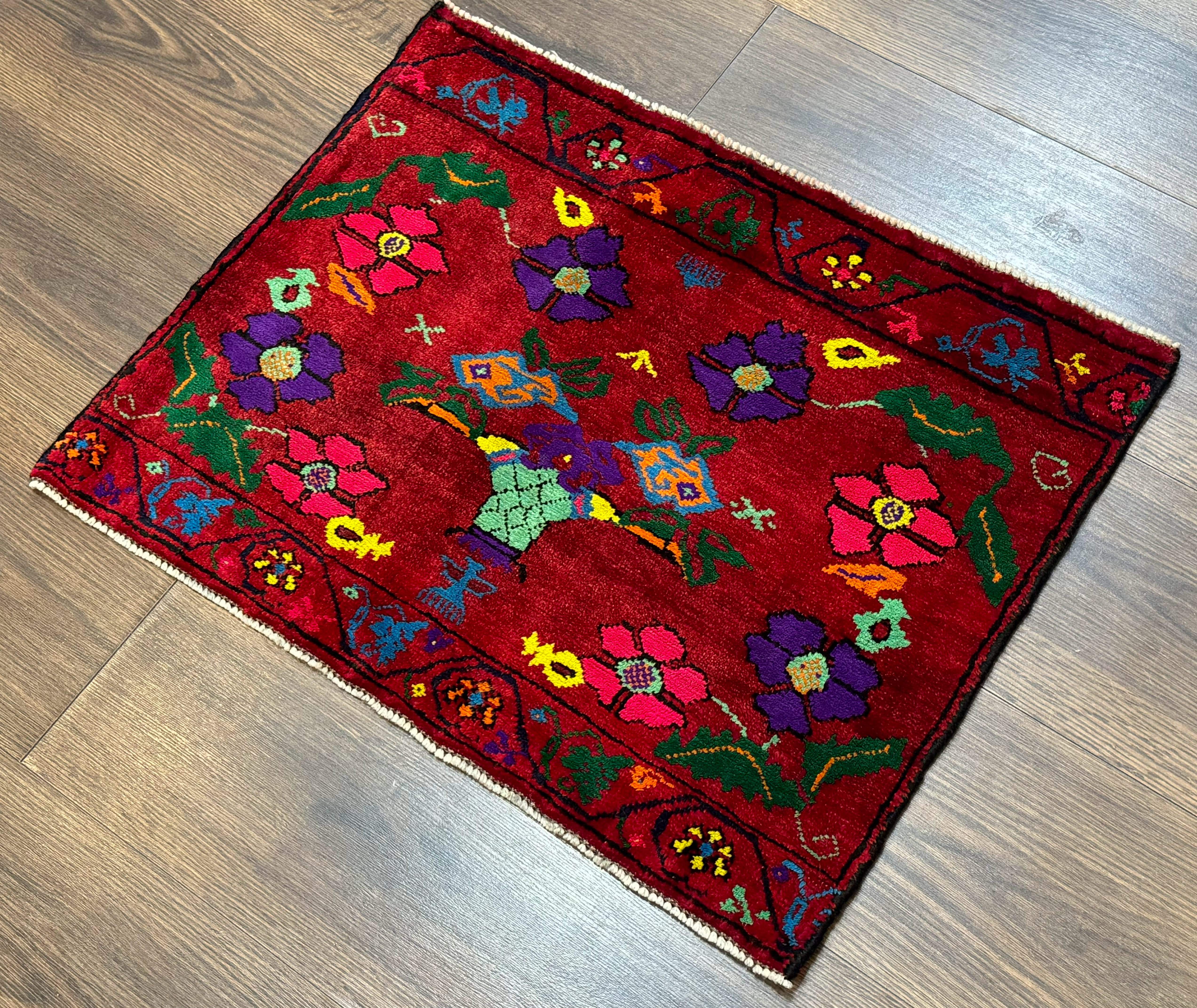Small Persian Baluch Tribal Rug, Red, Floral, Tribal - Jewel Rugs