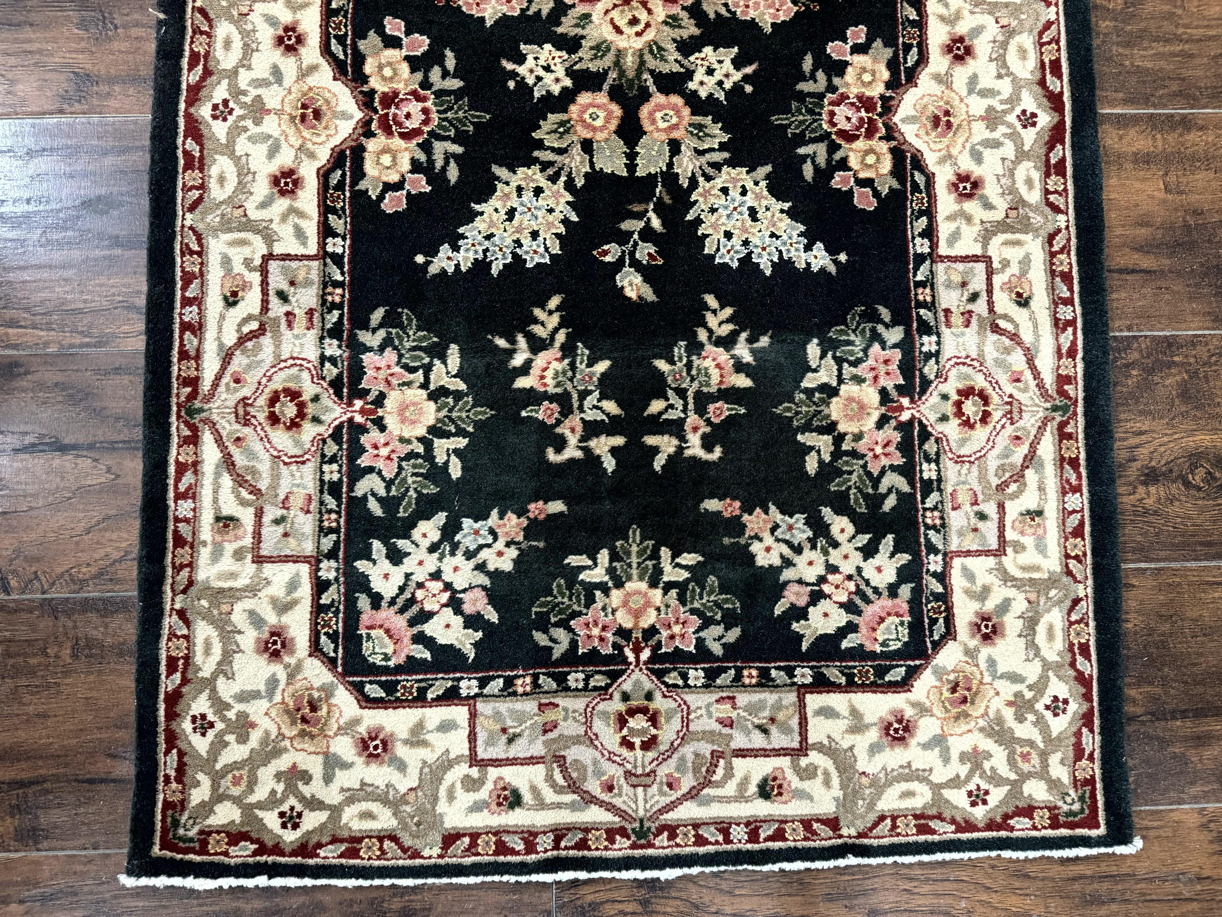 Long Pak Persian Runner Rug 2.7 x 21, Floral Allover, Dark Green and Beige, Handmade Wool Runner Rug, 21ft Runner for Hallway - Jewel Rugs