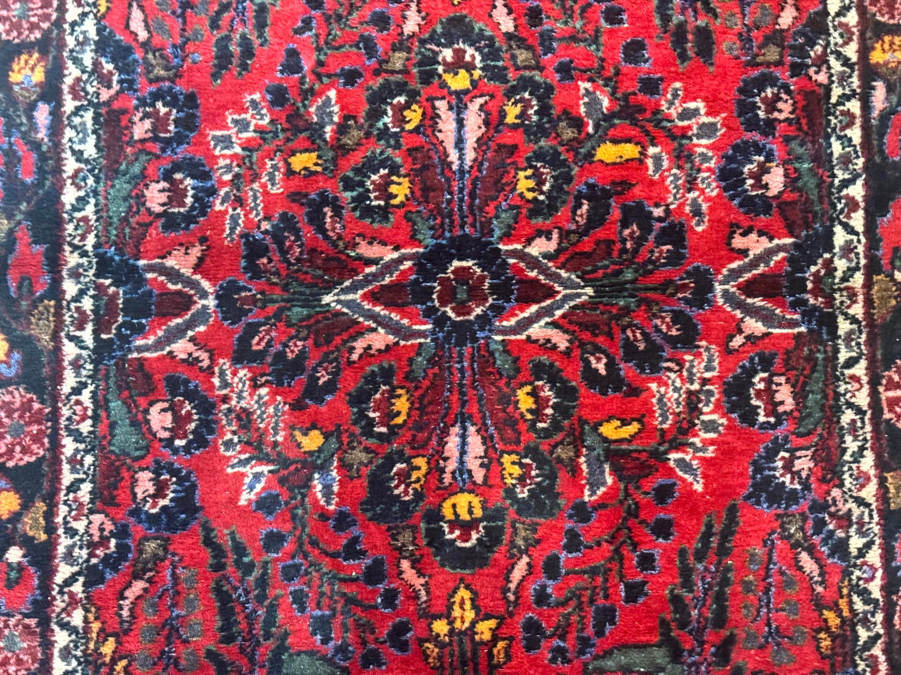 Persian Rug 3x5, Red Tribal Rug, Semi Antique, Wool Rug 3 x 5, Persian Hamadan Rug - Jewel Rugs