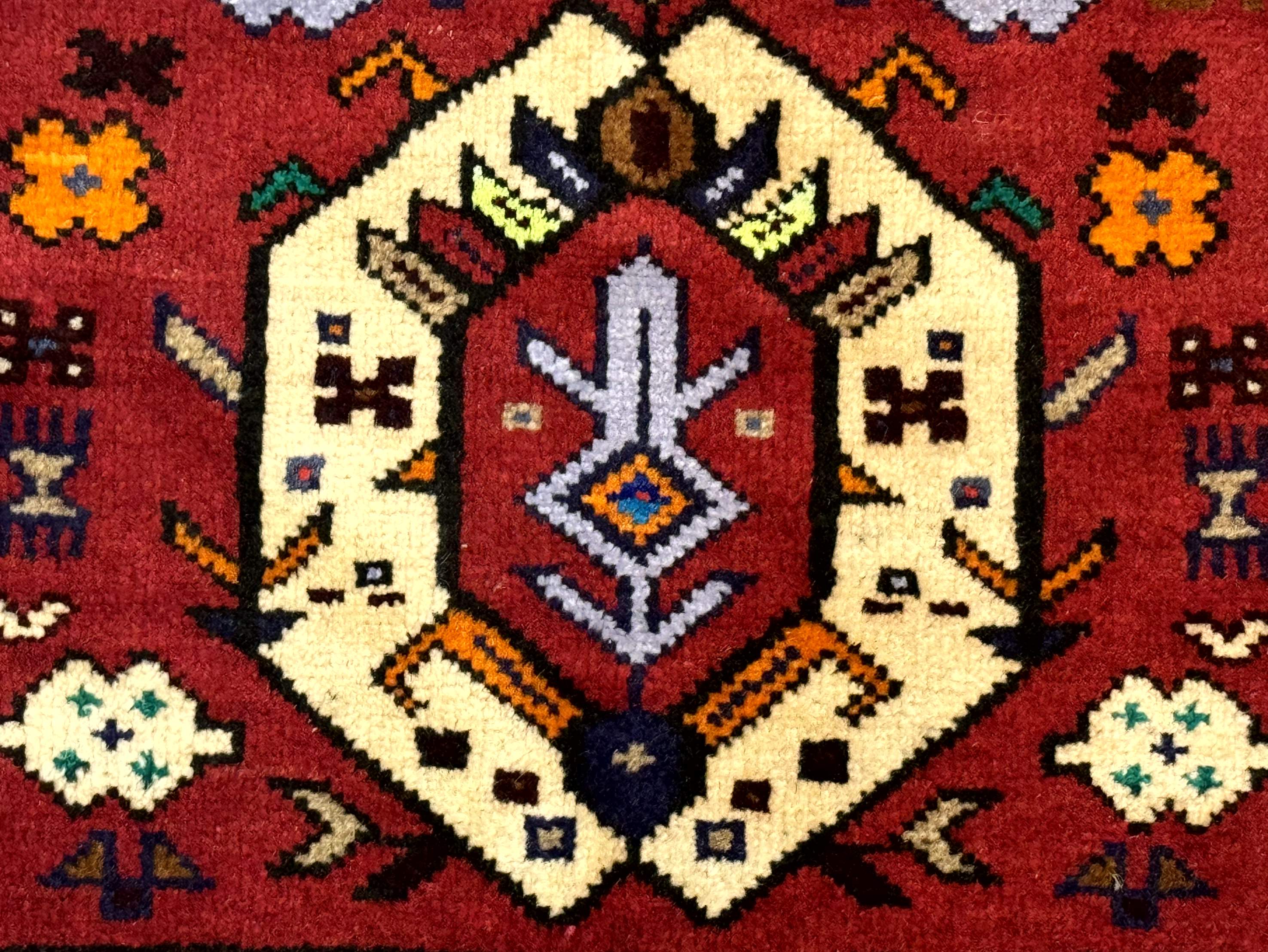 Small Persian Tribal Rug, Red and Ivory, Baluch Rug - Jewel Rugs