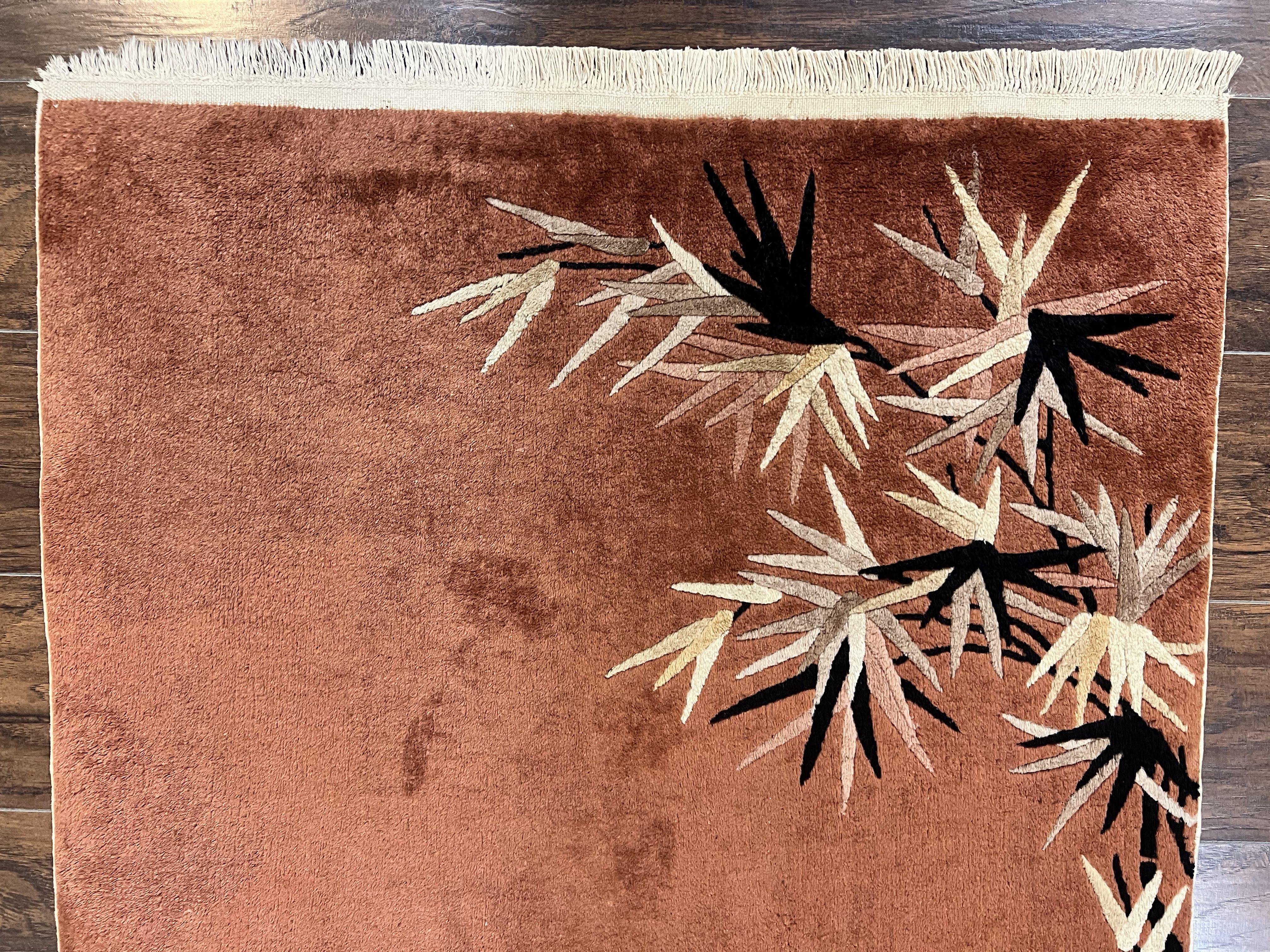 Chinese Art Deco Rug 3x5, Simple Design, Handmade, Vintage, Small Chinese Wool Rug, Red - Jewel Rugs