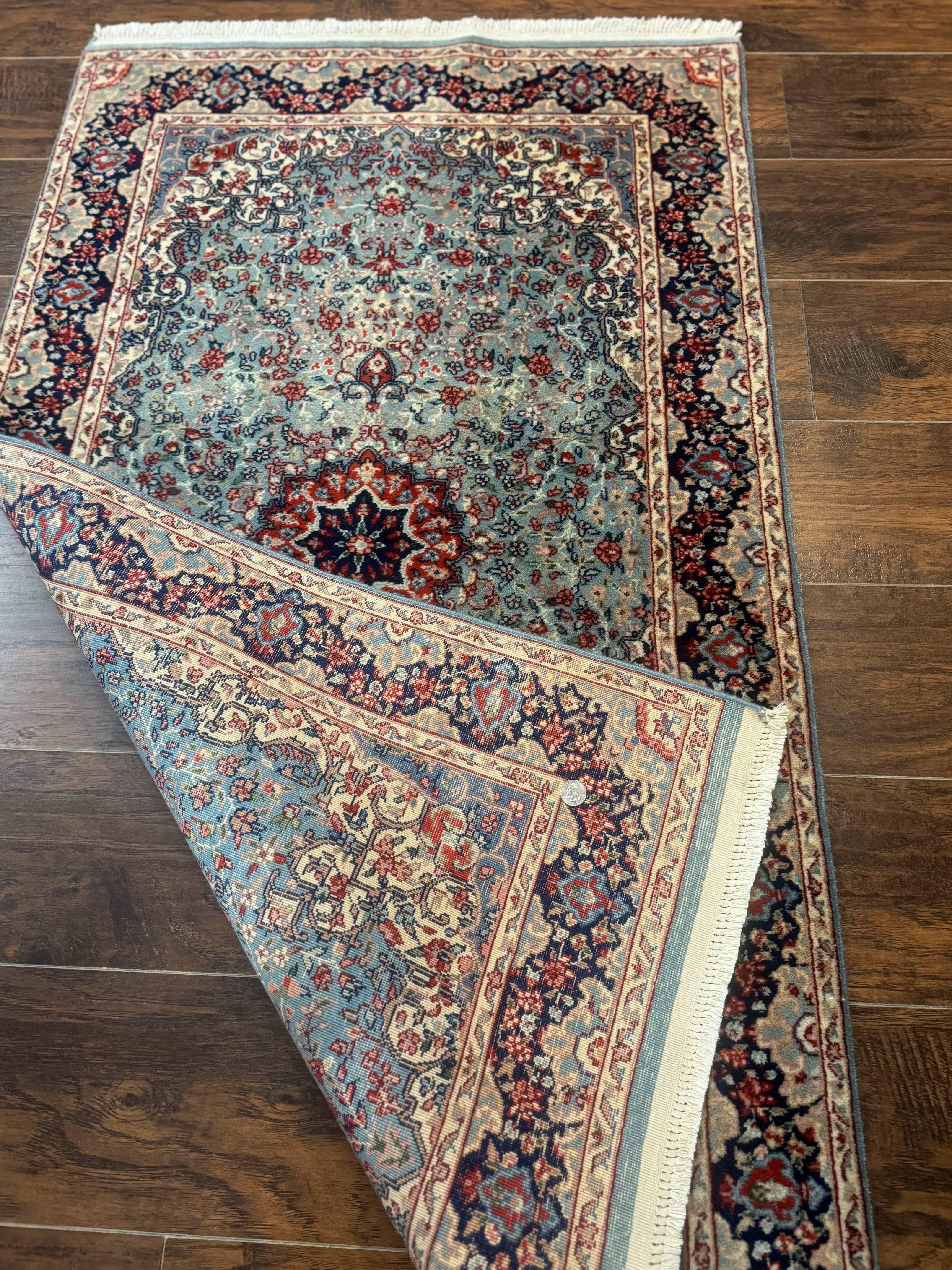 Indo Persian Kerman Rug 3x5, Light Blue, Floral Medallion - Jewel Rugs