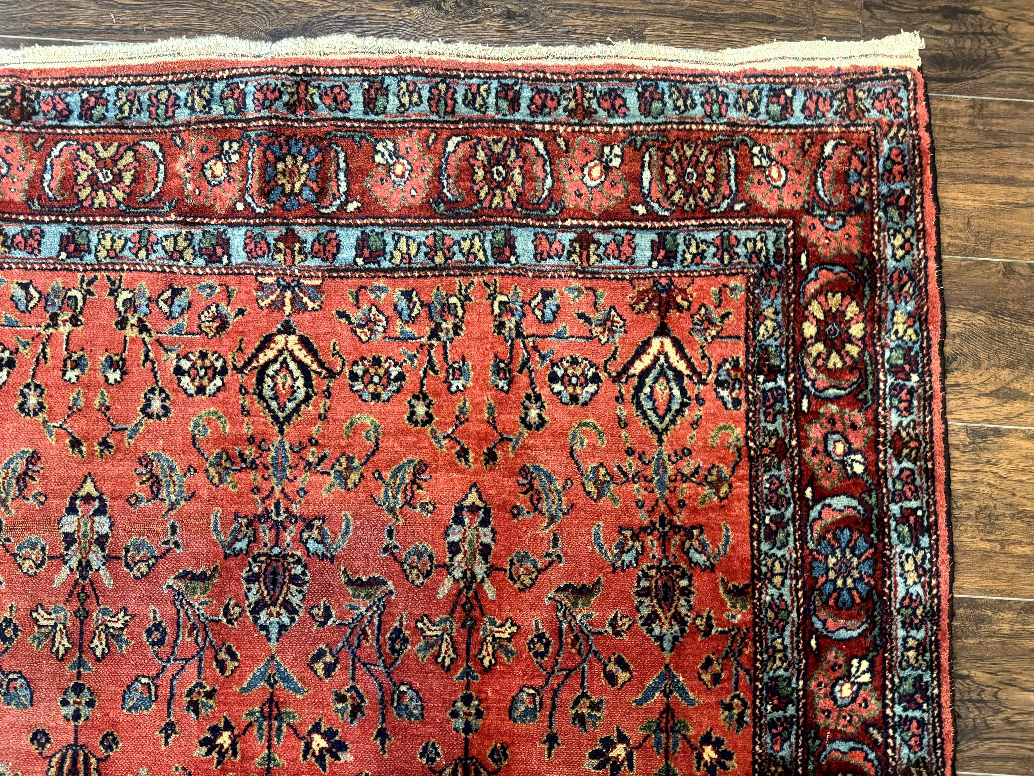 Antique Persian Tribal Rug 5 x 6.6, Tomato Red, Hamadan Angelas Rug - Jewel Rugs