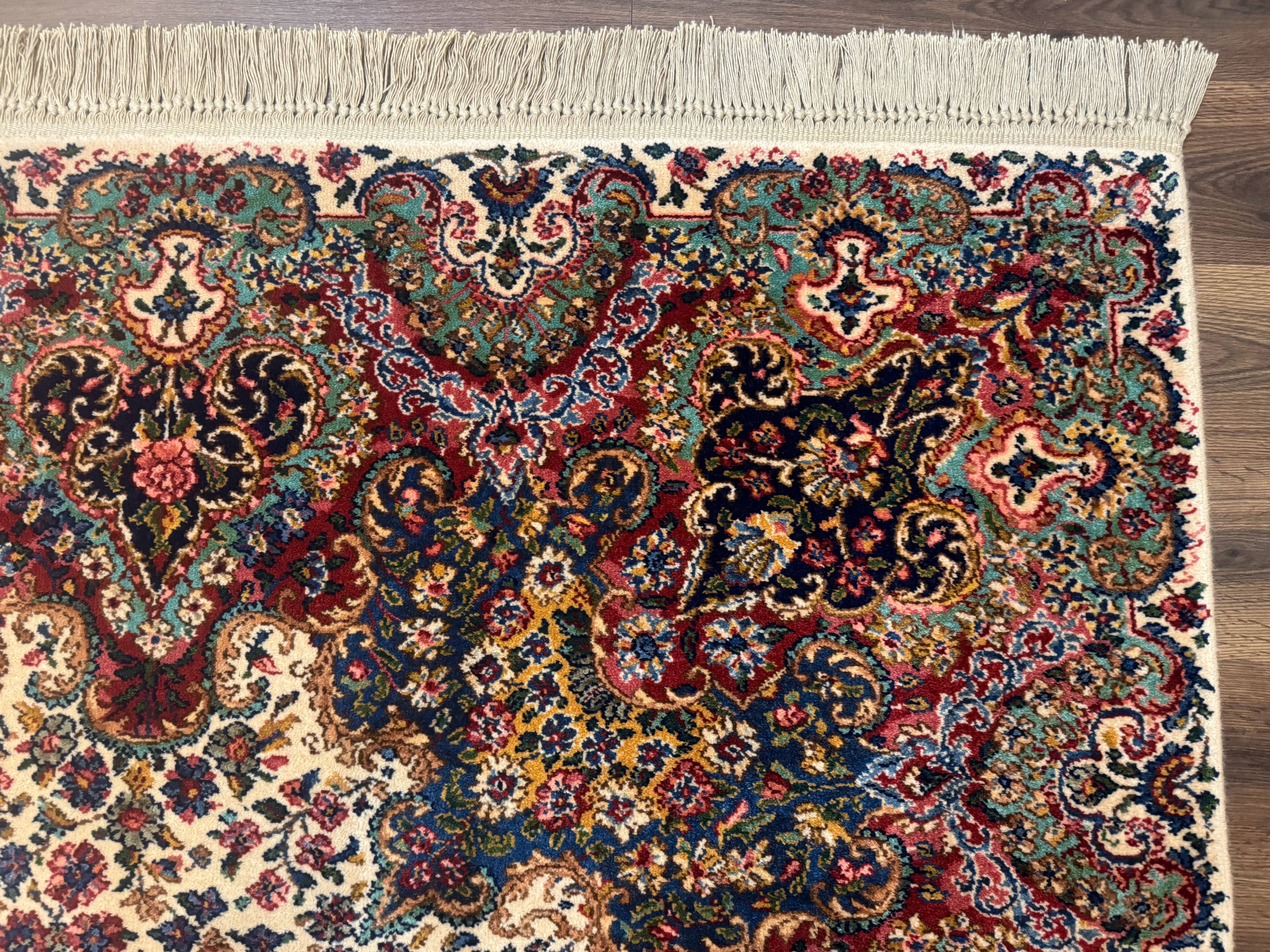 Karastan Ivory Kirman Rug #742, Wool Karastan Carpet 8.8 x 12, Vintage - Jewel Rugs