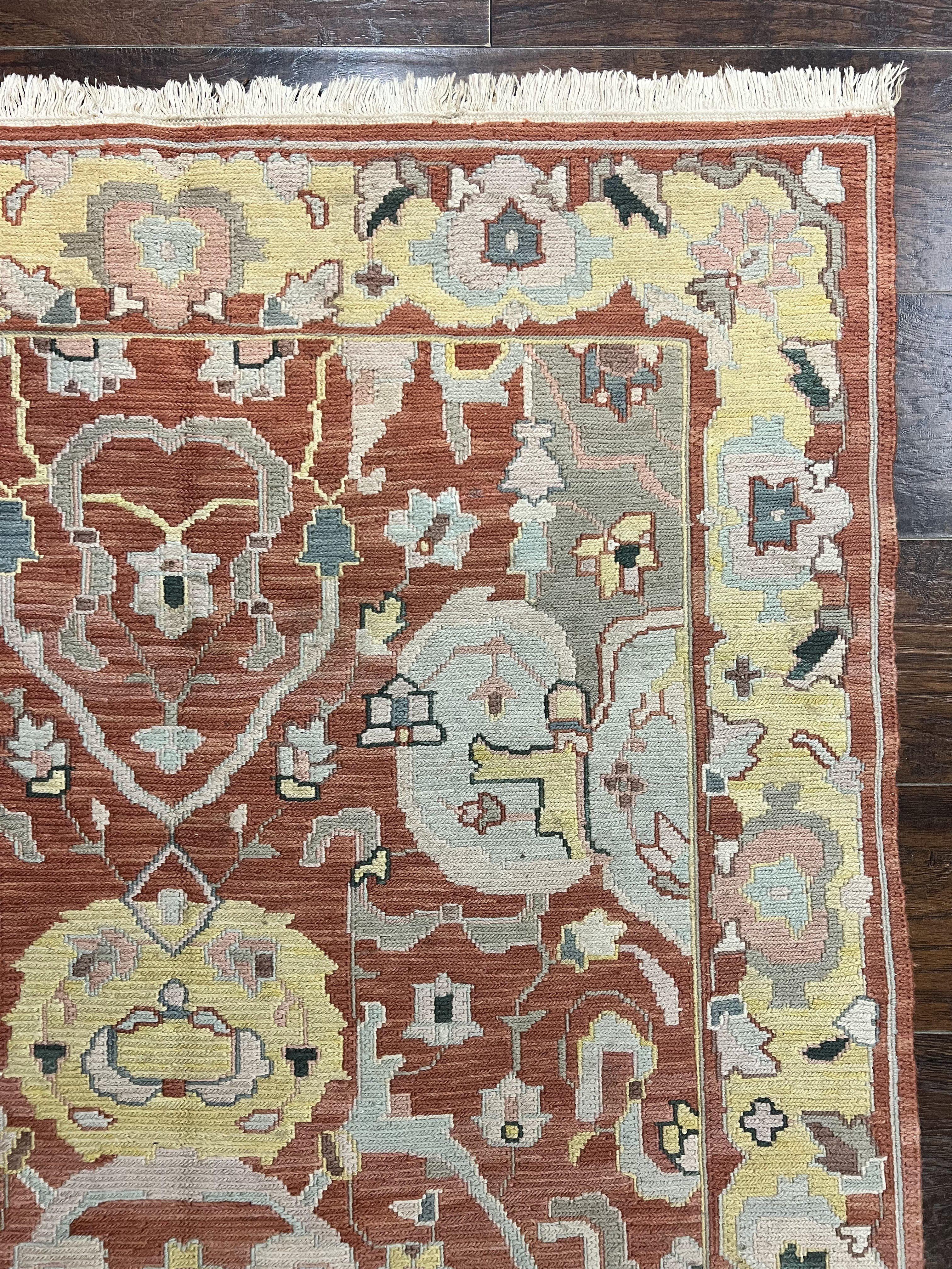 Turkish Flatweave Kilim Rug 4x6, Geometric Wool Handmade Carpet, Vintage - Jewel Rugs