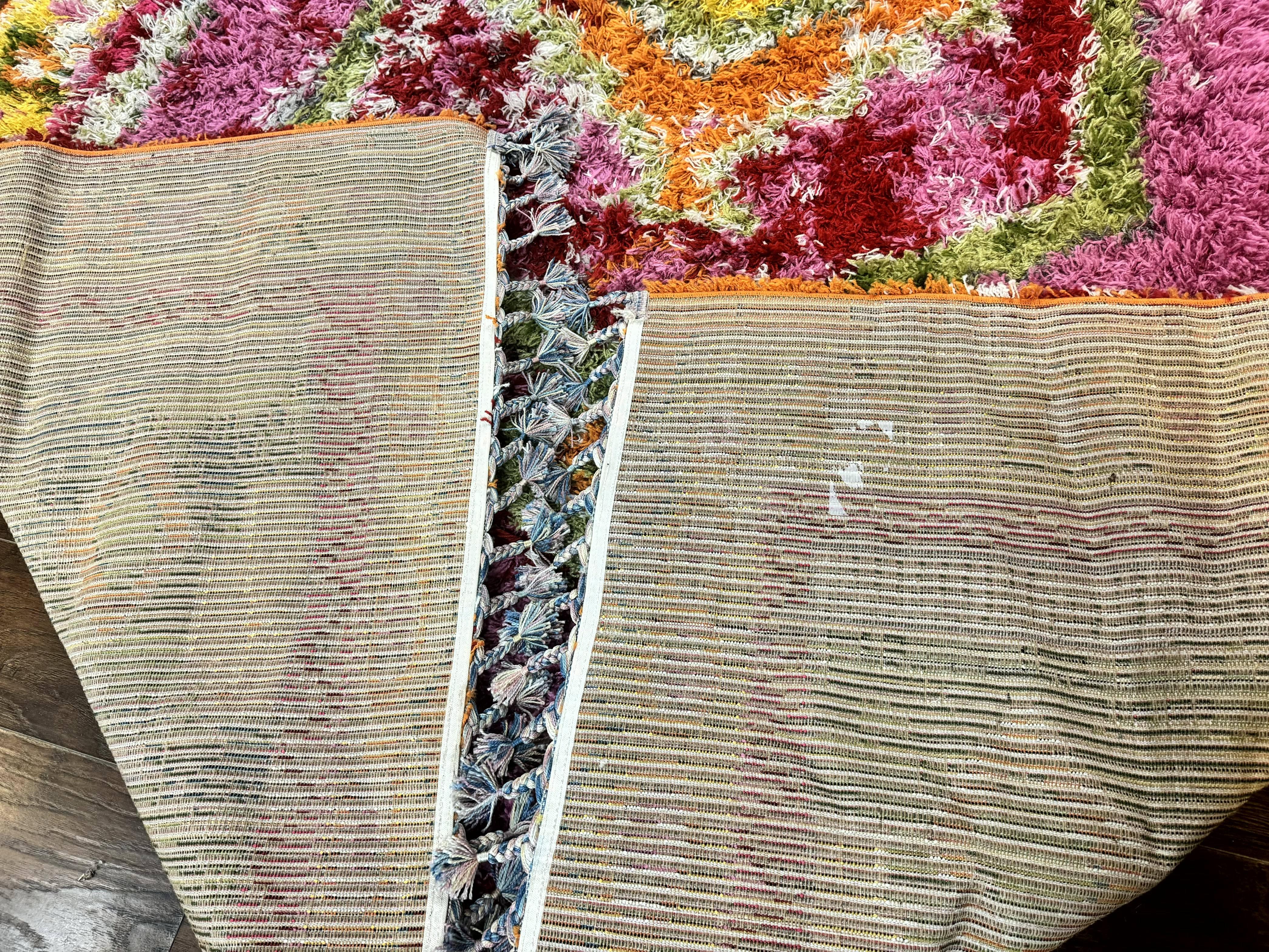 Colorful Shag Rug 8x10, Fuchsia and Multicolor - Jewel Rugs