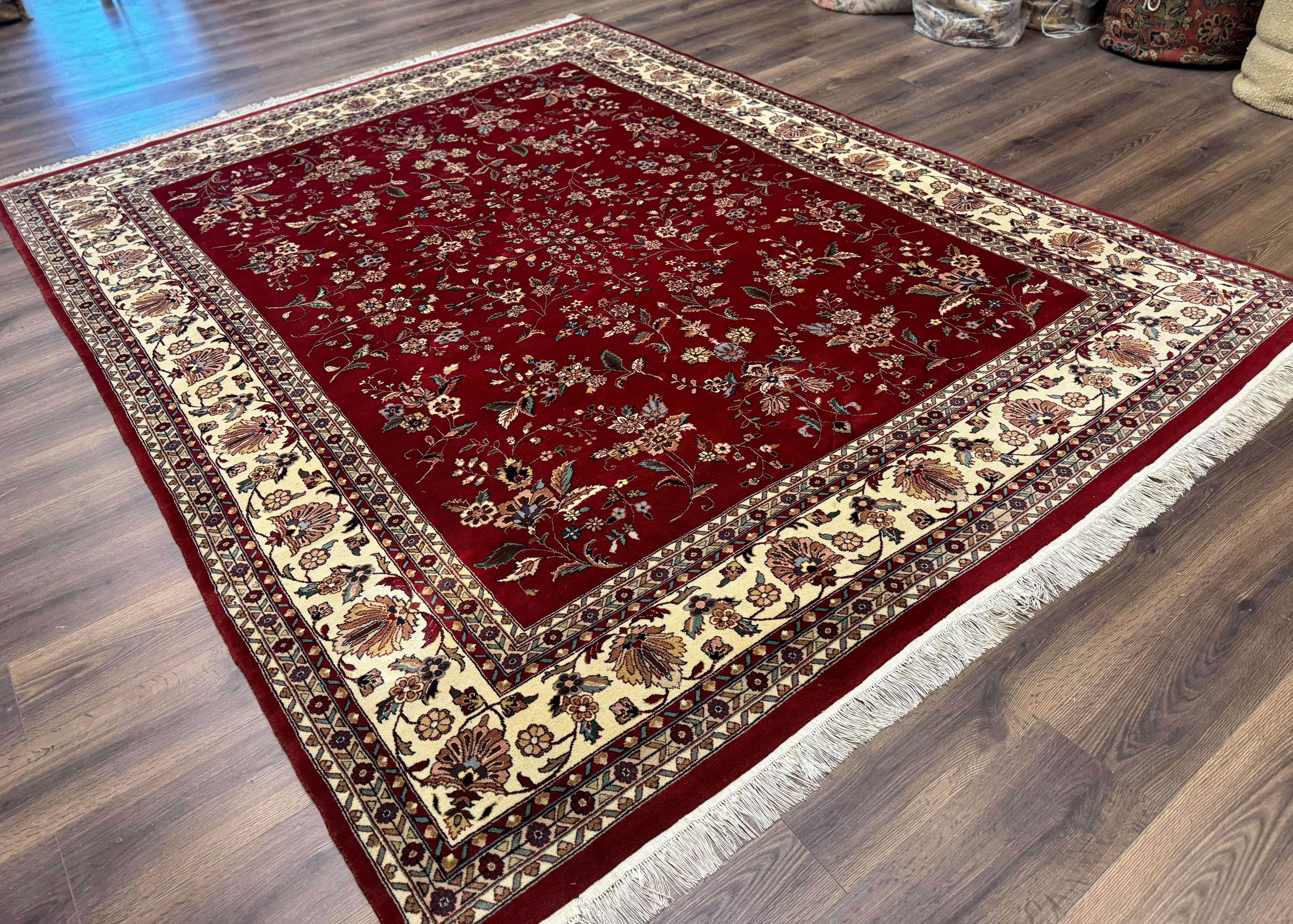 Indo Persian Rug 8x10, Red and Cream, Floral, Pande Cameron - Jewel Rugs