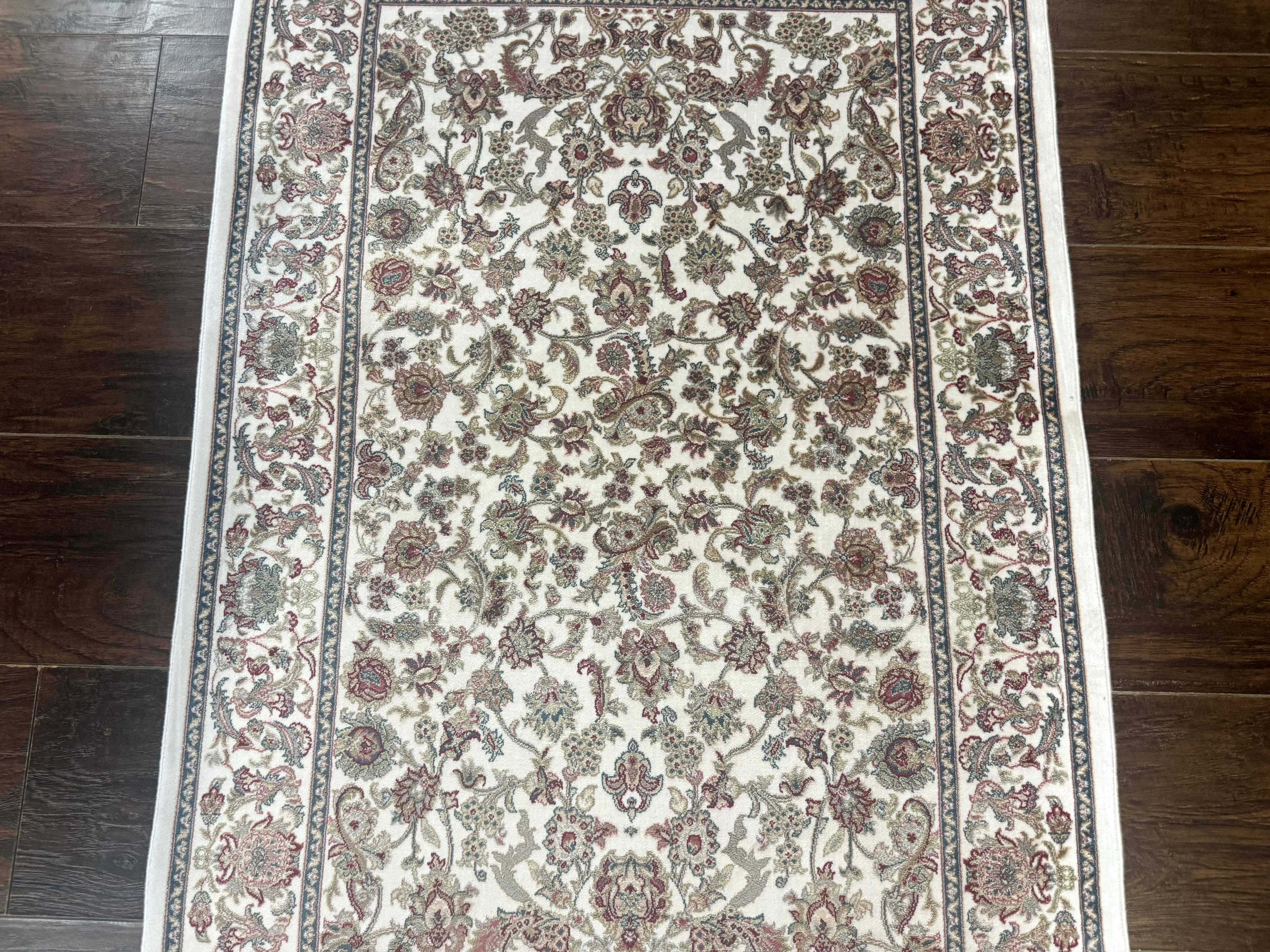Small Turkish Silk Rug 2.6 x 4, Ivory, Allover Design, Bamboo Silk - Jewel Rugs