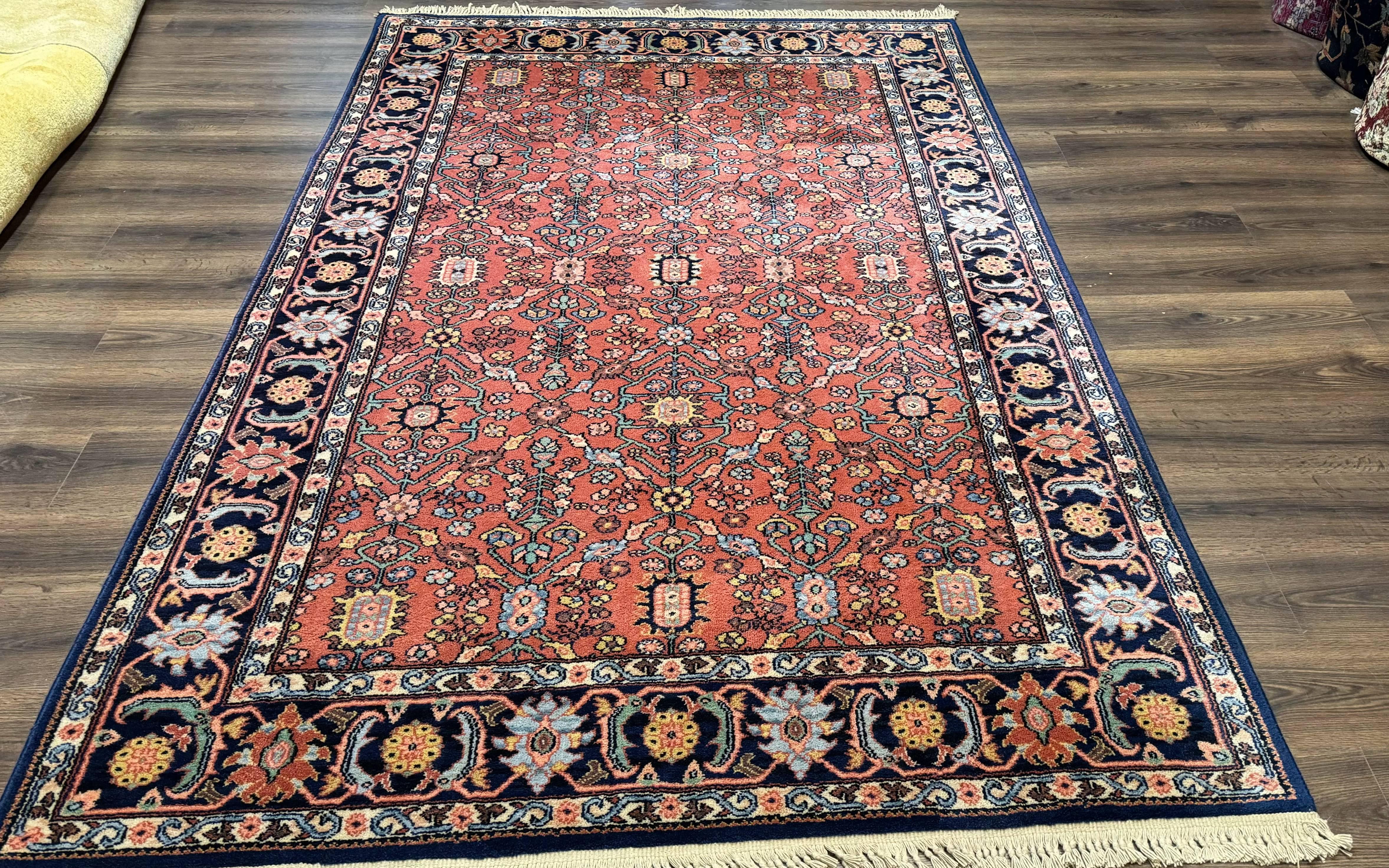5.9 x 9 Karastan Serapi Rug #729, Wool Karastan Carpet, Original 700 Series, Red and Dark Blue, Discontinued, 6x9 Vintage Karastan, Rare - Jewel Rugs
