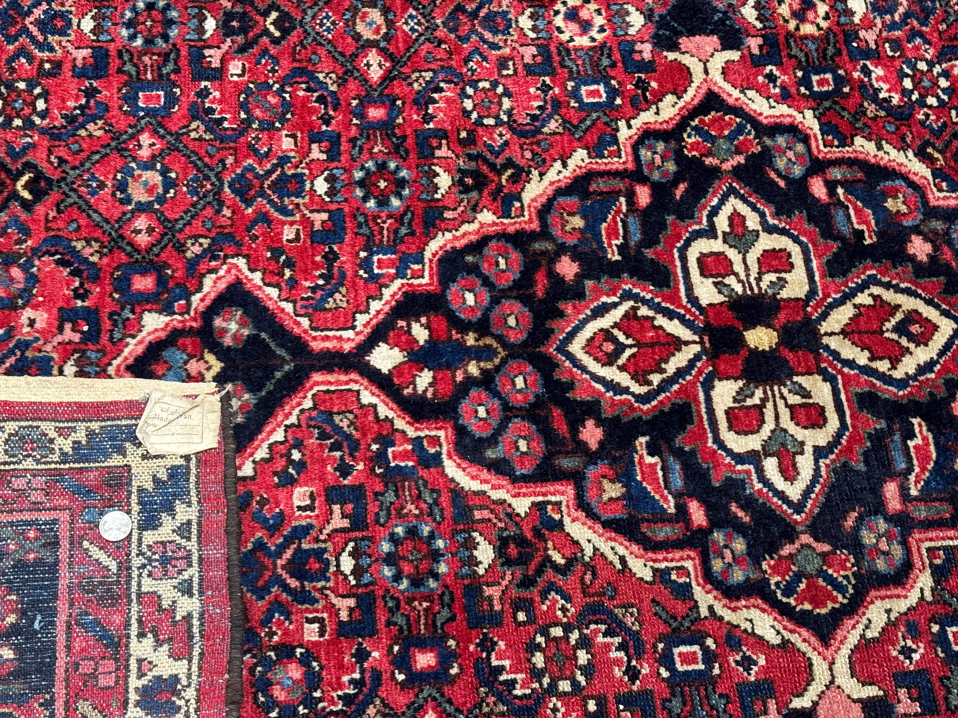 Persian Hamadan Rug 9x12 – Red and Navy Hand-Knotted Wool Antique Village Carpet - Jewel Rugs