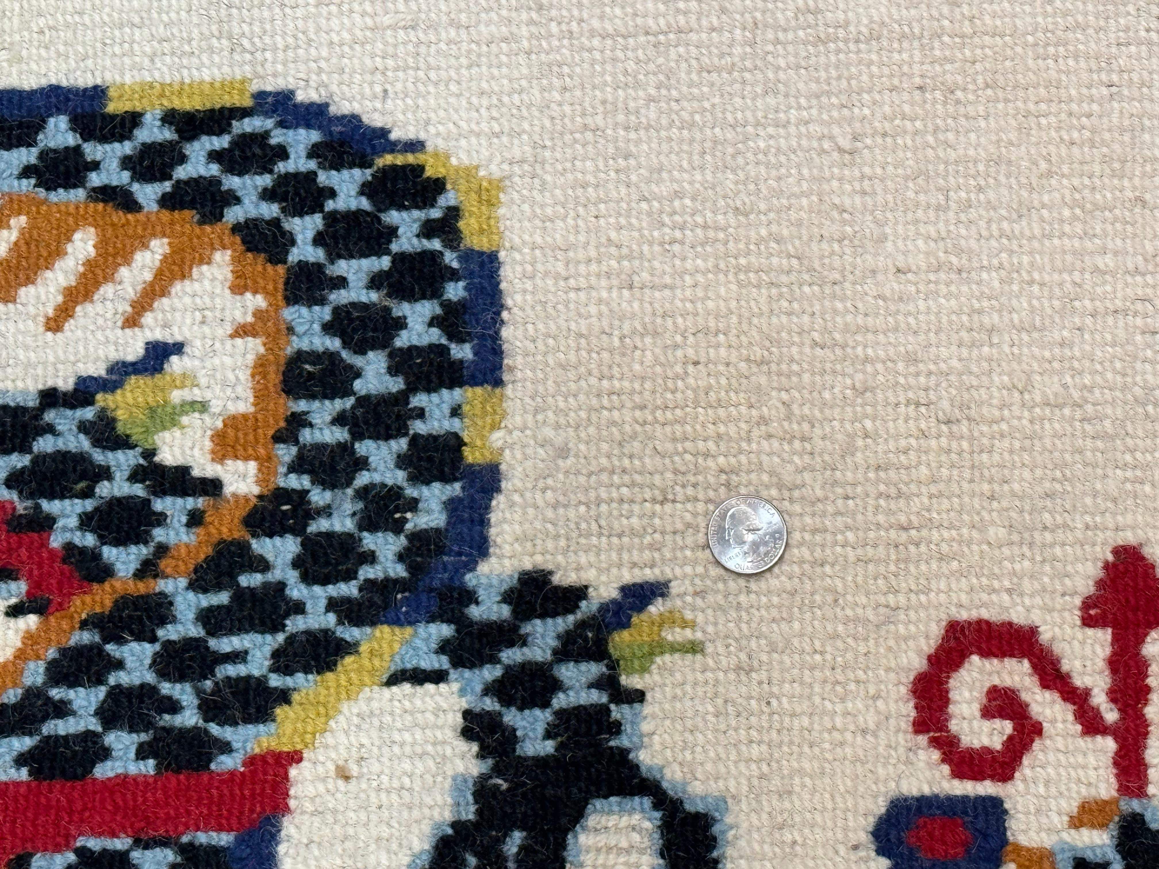 Chinese Double Dragon Rug 3x5 – Ivory, Hand-Knotted Wool Vintage - Jewel Rugs