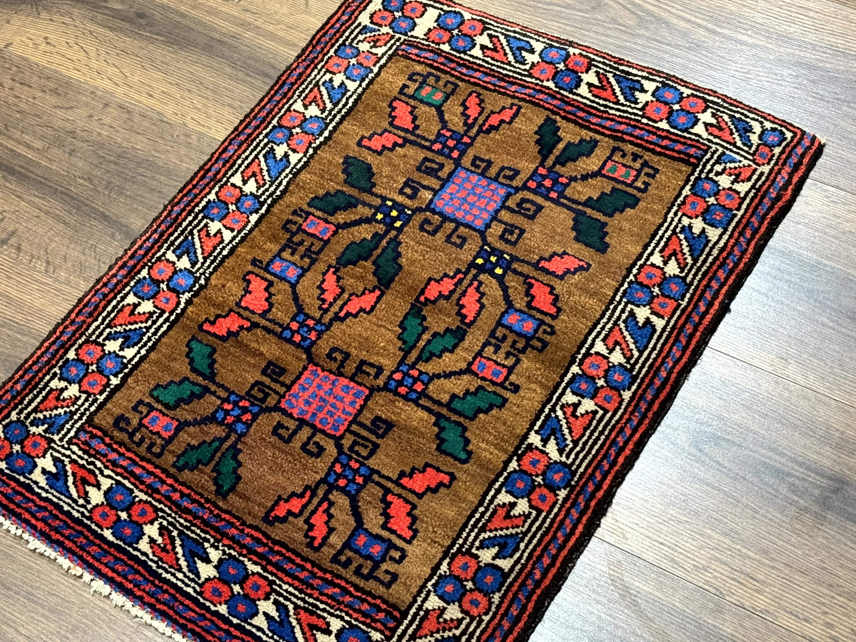 Small Persian Baluchi Rug, Tribal Rug, Brown, Multicolor - Jewel Rugs