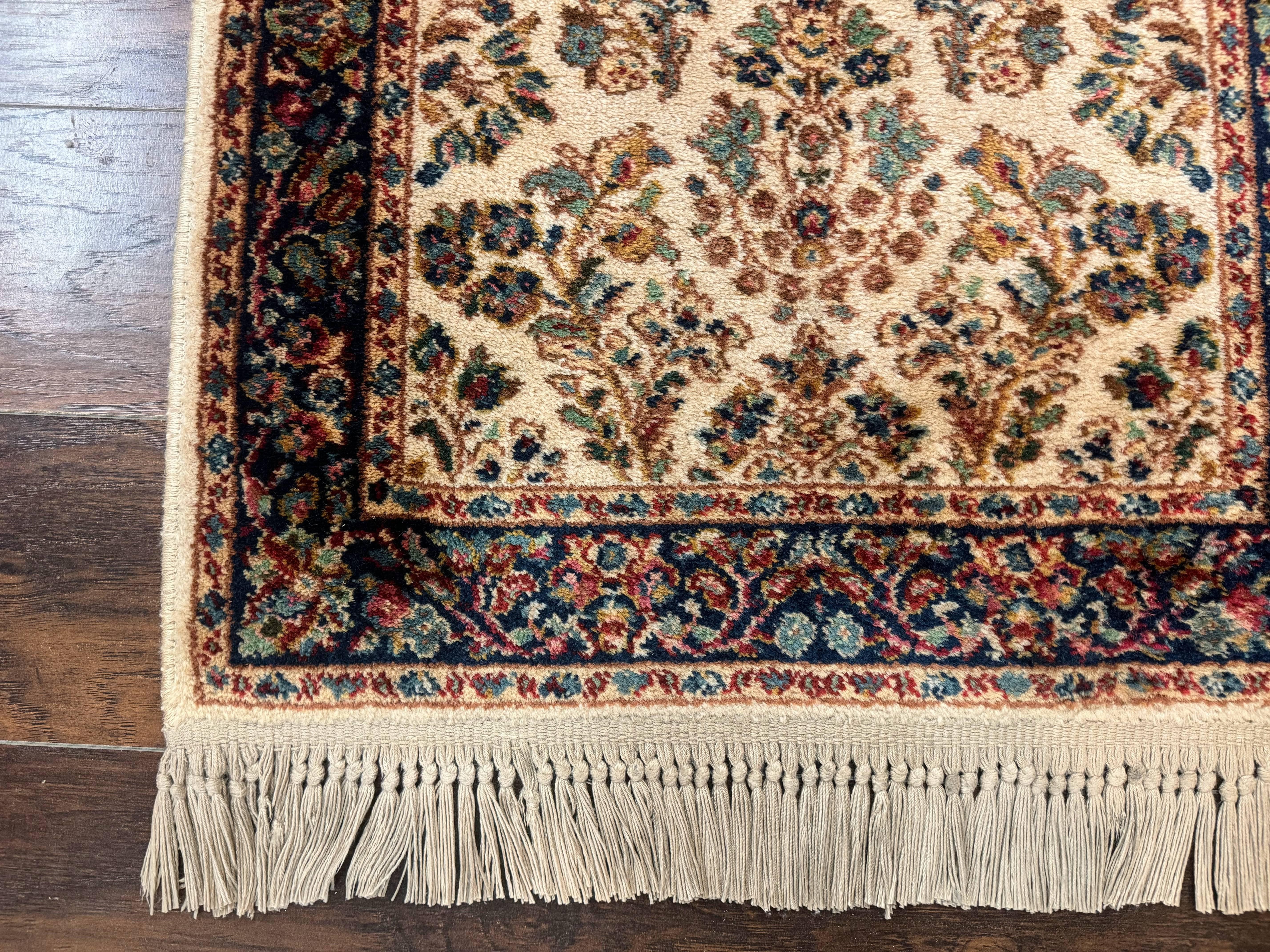 Karastan Rug 2.6 x 4, Karastan Ivory Sarouk #760, Vintage Wool Pile Small Karastan Carpet, Original Collection 700 Series Discontinued - Jewel Rugs