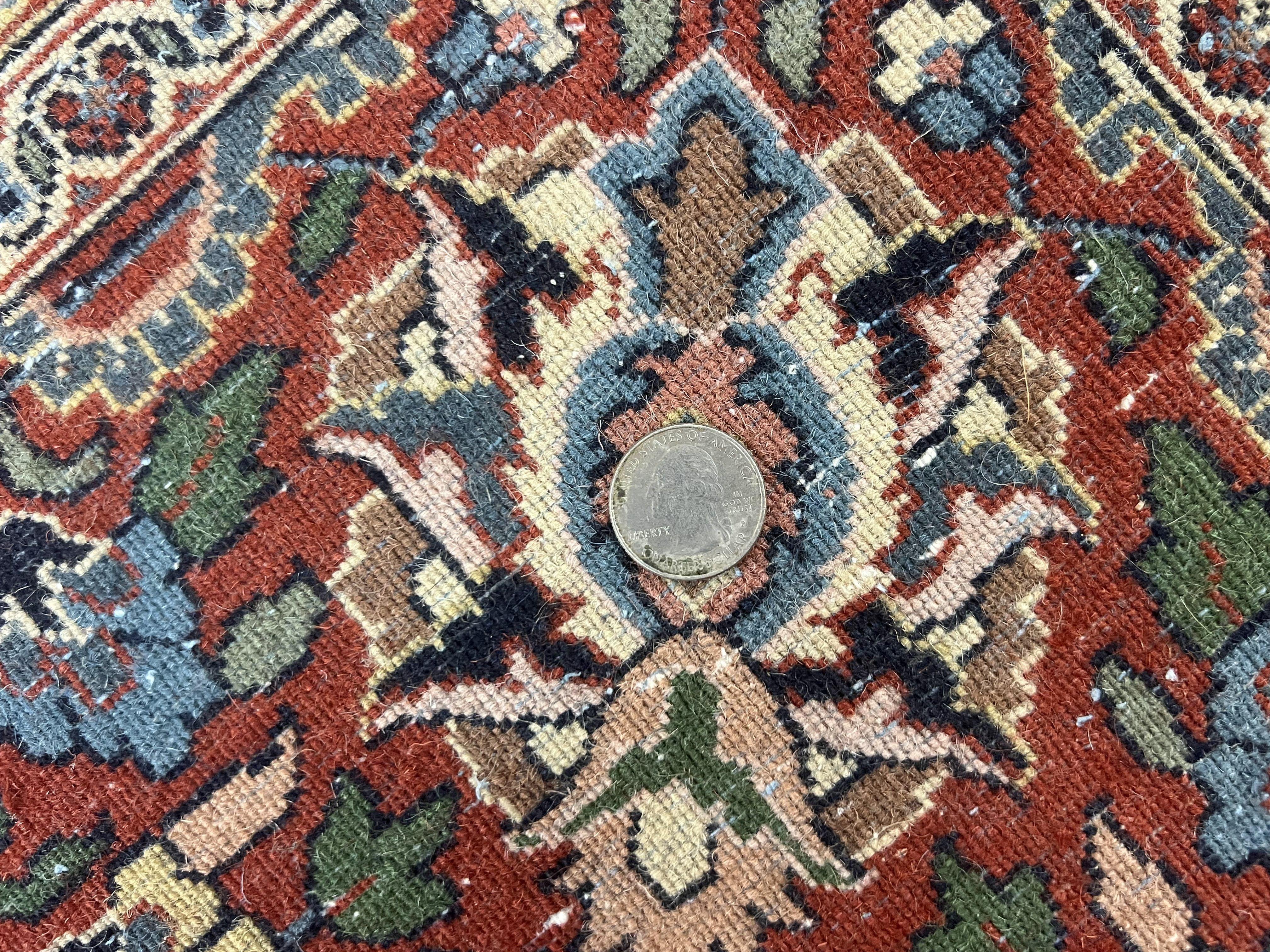 Indo Persian Rug 8x10, Floral Medallion, Vintage Handmade Wool Carpet, Navy Blue and Red, Fine 300 KPSI - Jewel Rugs