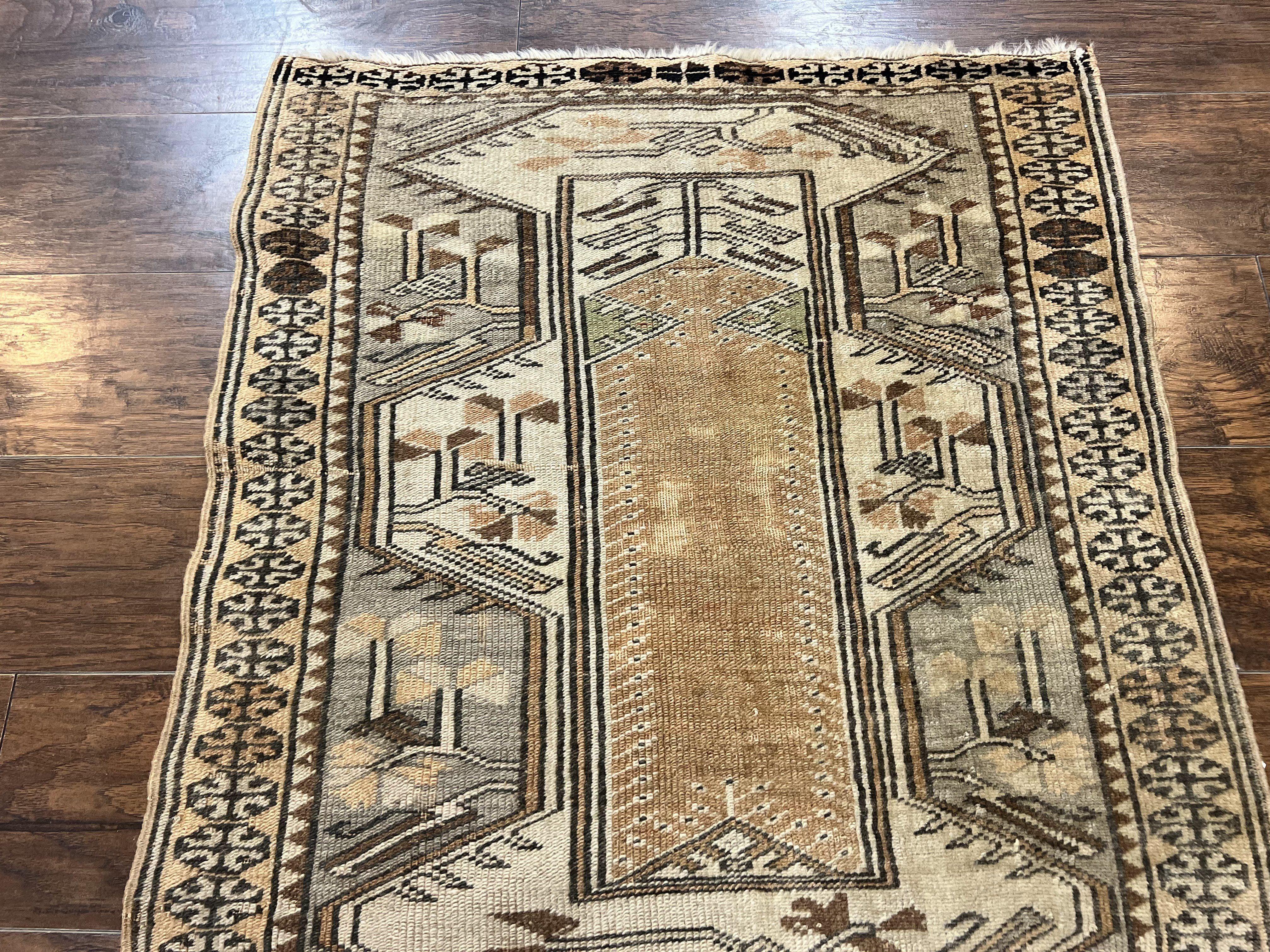 Turkish Kazak Rug 3x3, Wool Hand Knotted Antique Carpet, 3ft Square Area Rug, Boho Rug, Small Geometric Rug - Jewel Rugs