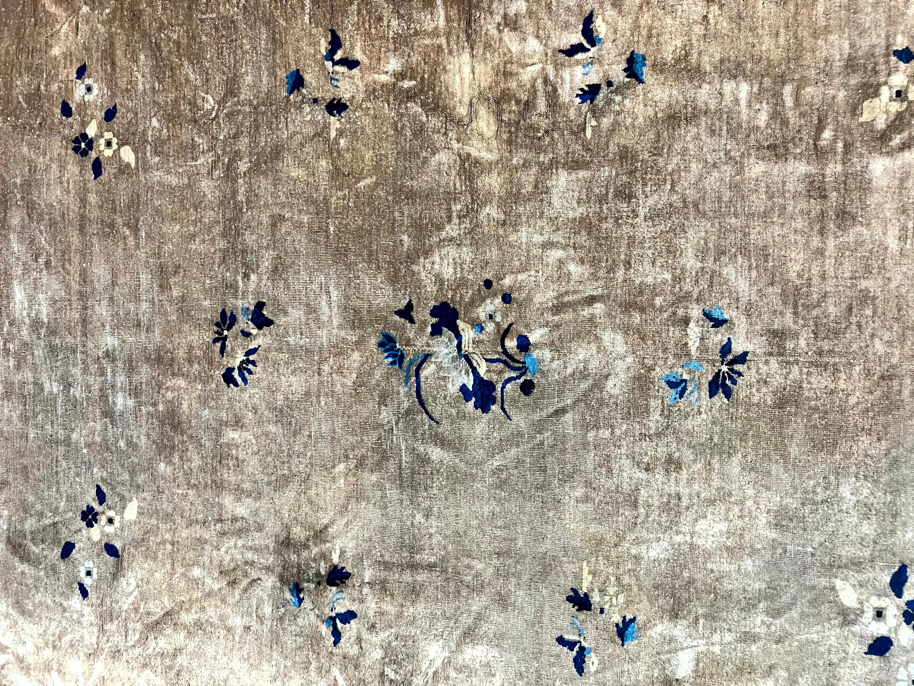 Antique Chinese Wool Rug 10x13, Large 1920s Peking Carpet, Handmade - Jewel Rugs