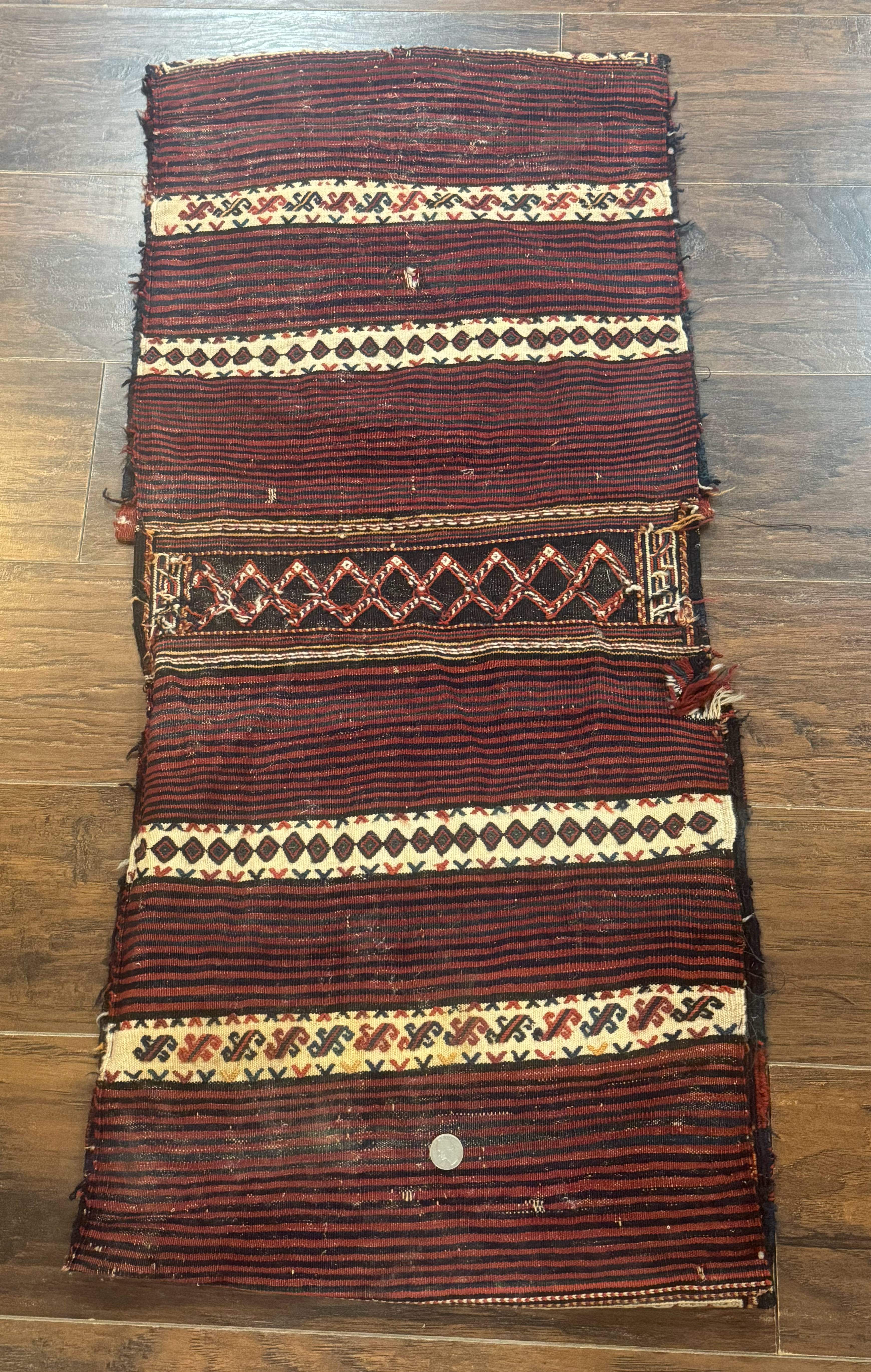 Persian Tribal Double Saddle Bag Rug, Antique Khorjin, Shahsavan Nomadic Weaving - Jewel Rugs