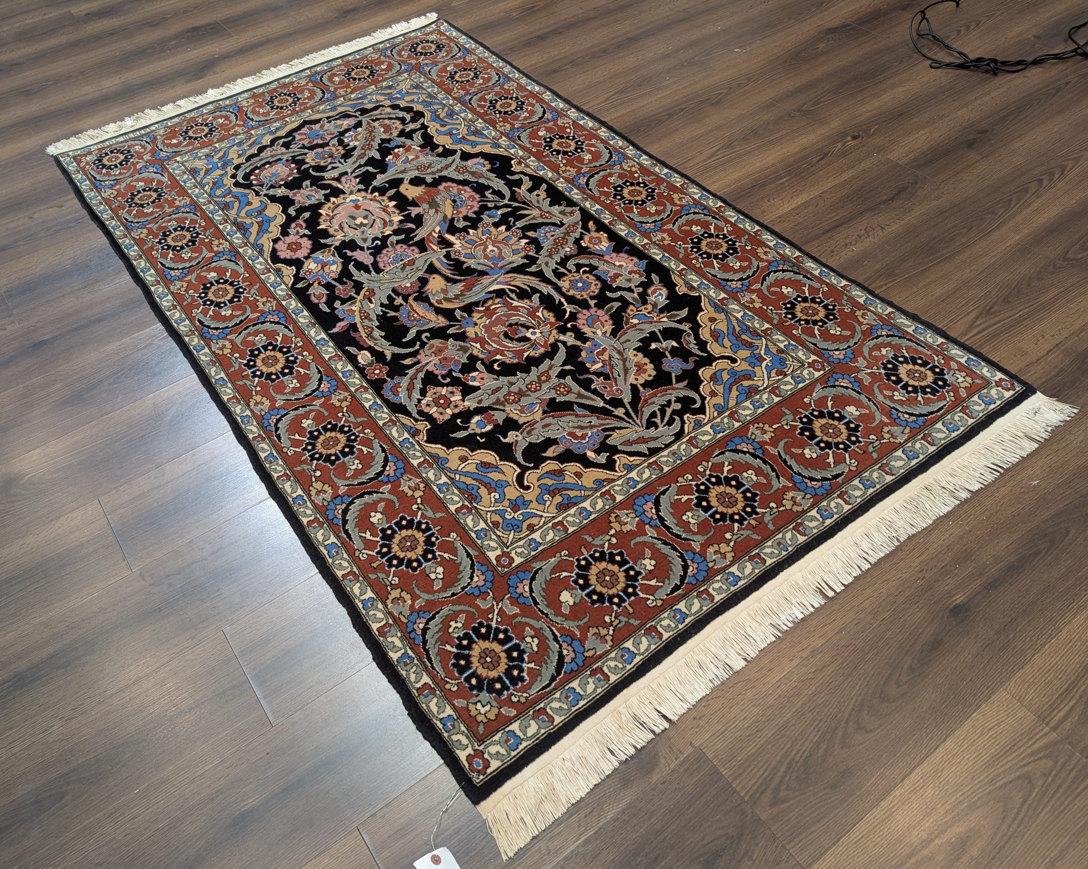 Turkish Hereke Rug 4x7, Kork Wool, Hand-Knotted Blue Carpet, Signed, 225 KPSI - Jewel Rugs