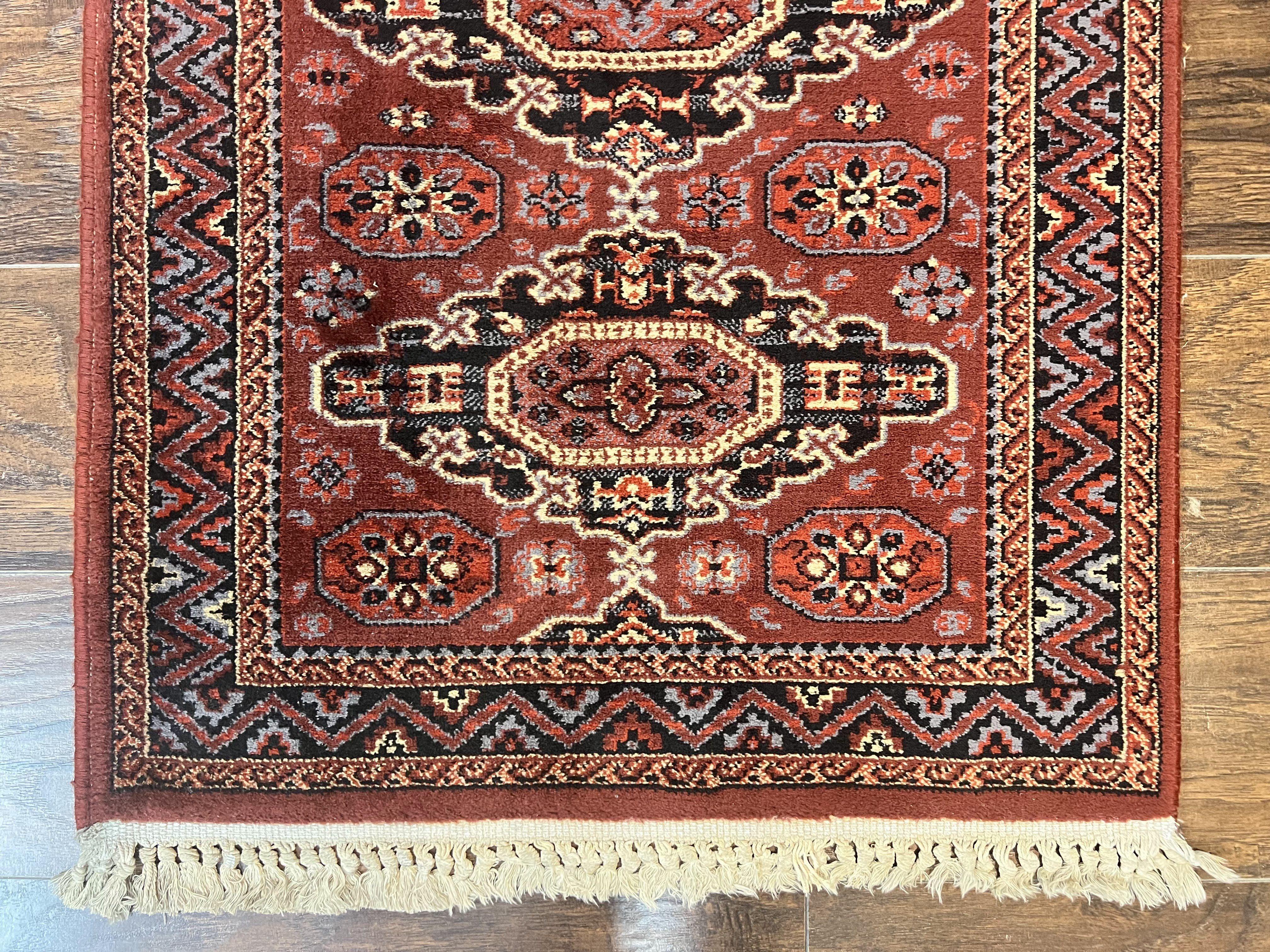 Belgium Power Loomed Runner Rug 2x9, Vintage Wool Rug for Hallway 2 x 9 ft, Red, Caucasian Persian Design, 9ft Runner - Jewel Rugs