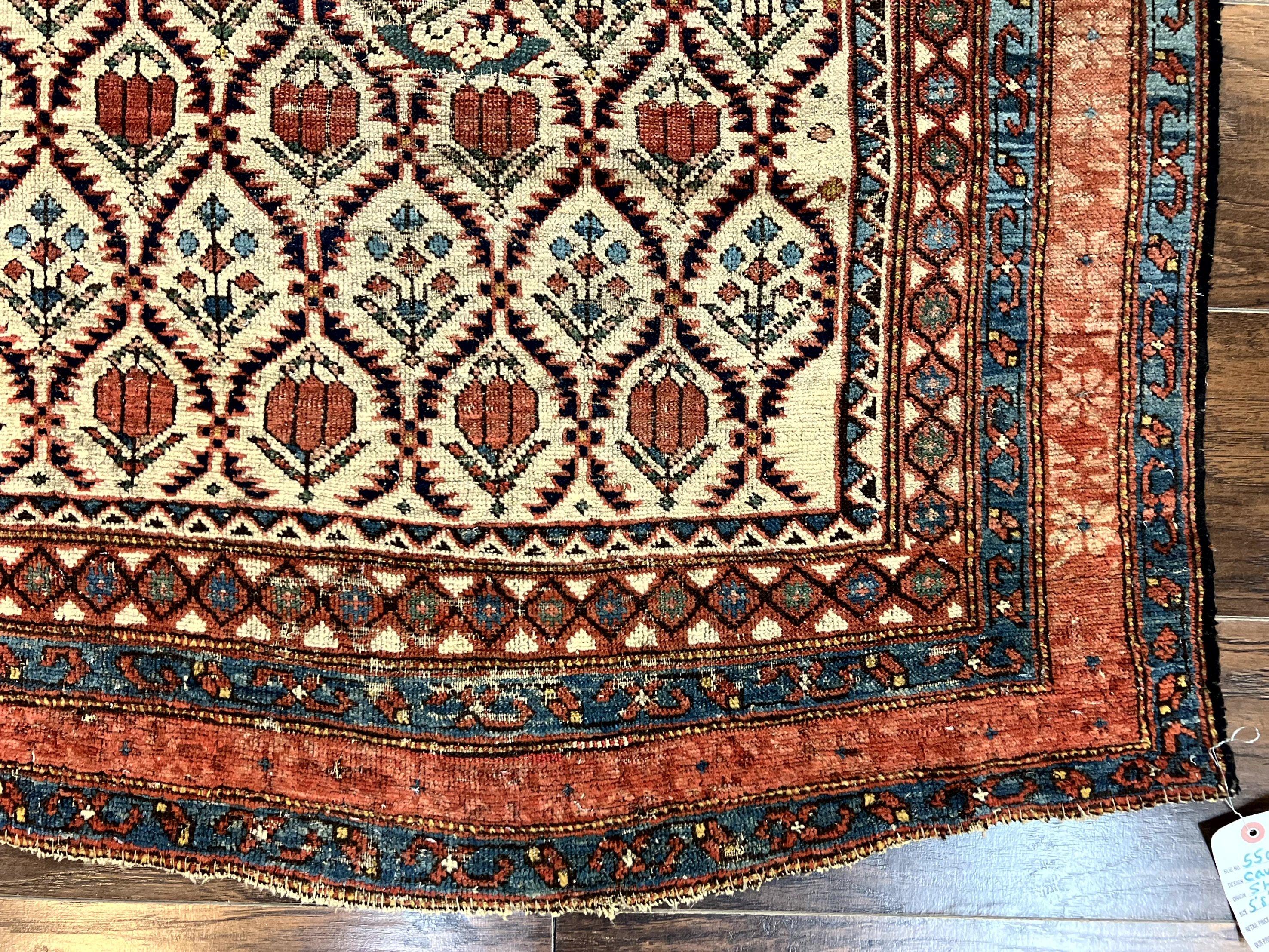 Antique Caucasian Rug 4x6, Hand Knotted Wool Carpet, Shirvan Rug - Jewel Rugs