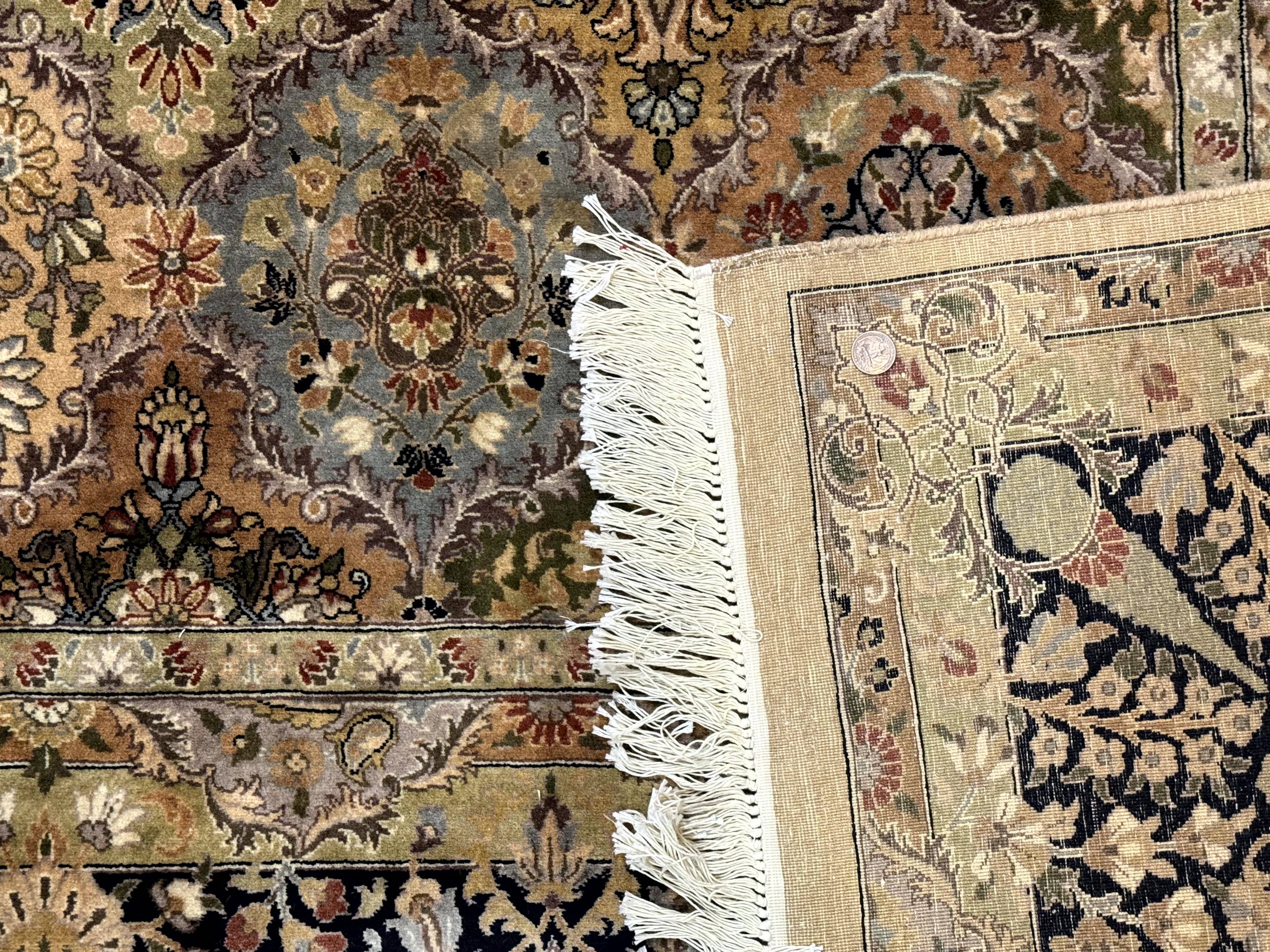 Pakistani Persian Rug 9x12, Multicolor Panel Design, Tan-Gold, Fine 270 KPSI - Jewel Rugs