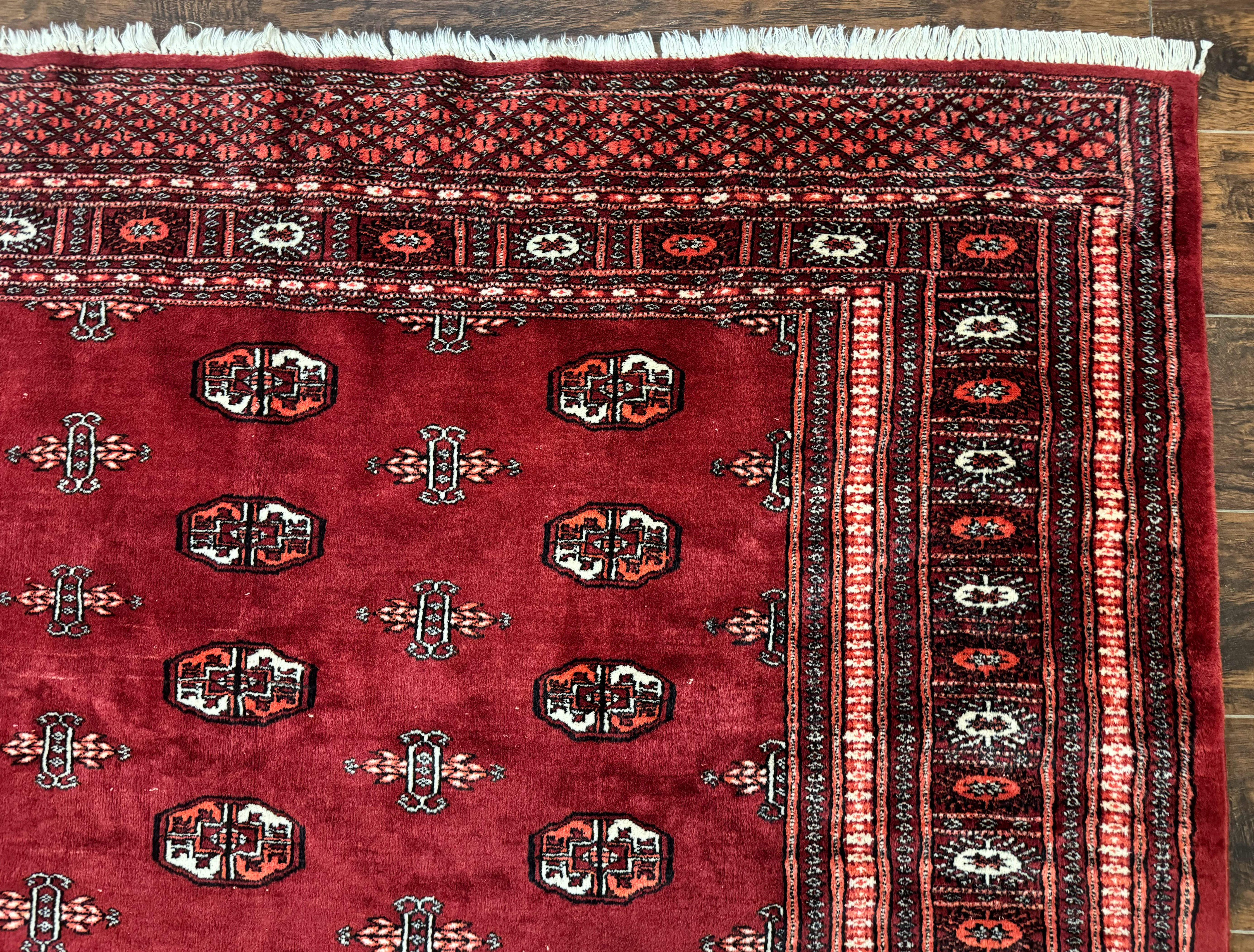 Pakistani Bokhara Rug 6x9 – Red, Hand-Knotted Wool, Vintage Turkoman Carpet - Jewel Rugs