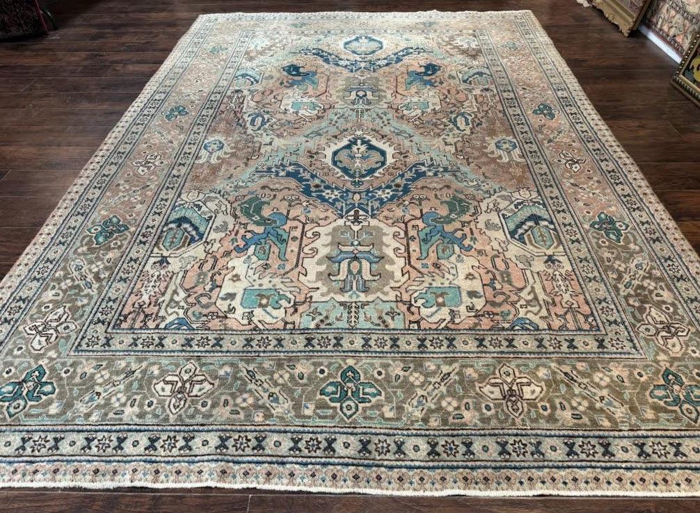 Antique Persian Tabriz Rug 8x11, Unique Colors and Design - Jewel Rugs