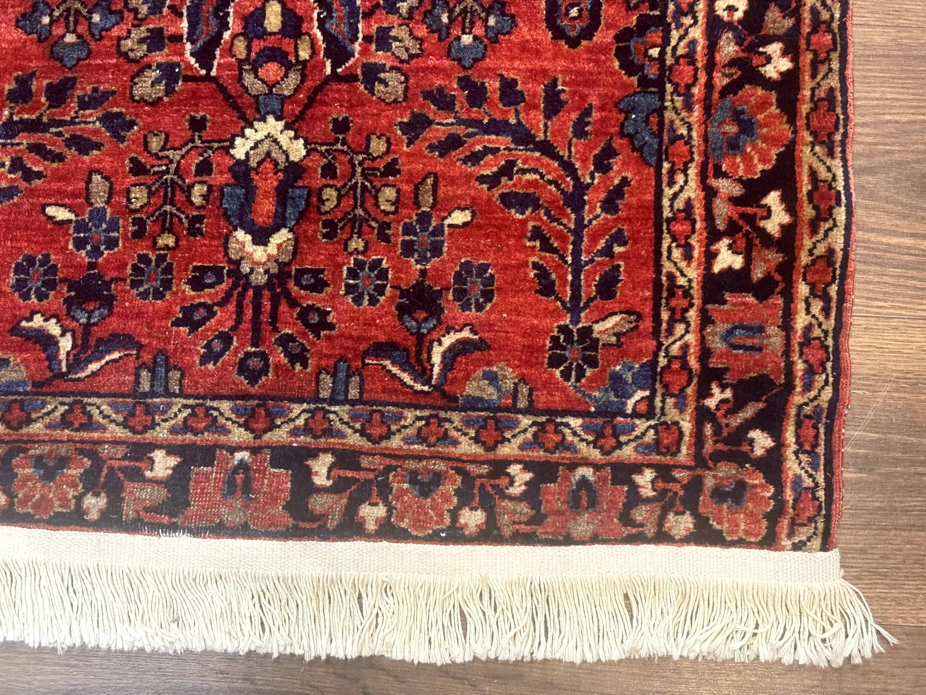 Small Red Persian Sarouk Rug 2.7 x 4.9, Floral, Antique - Jewel Rugs