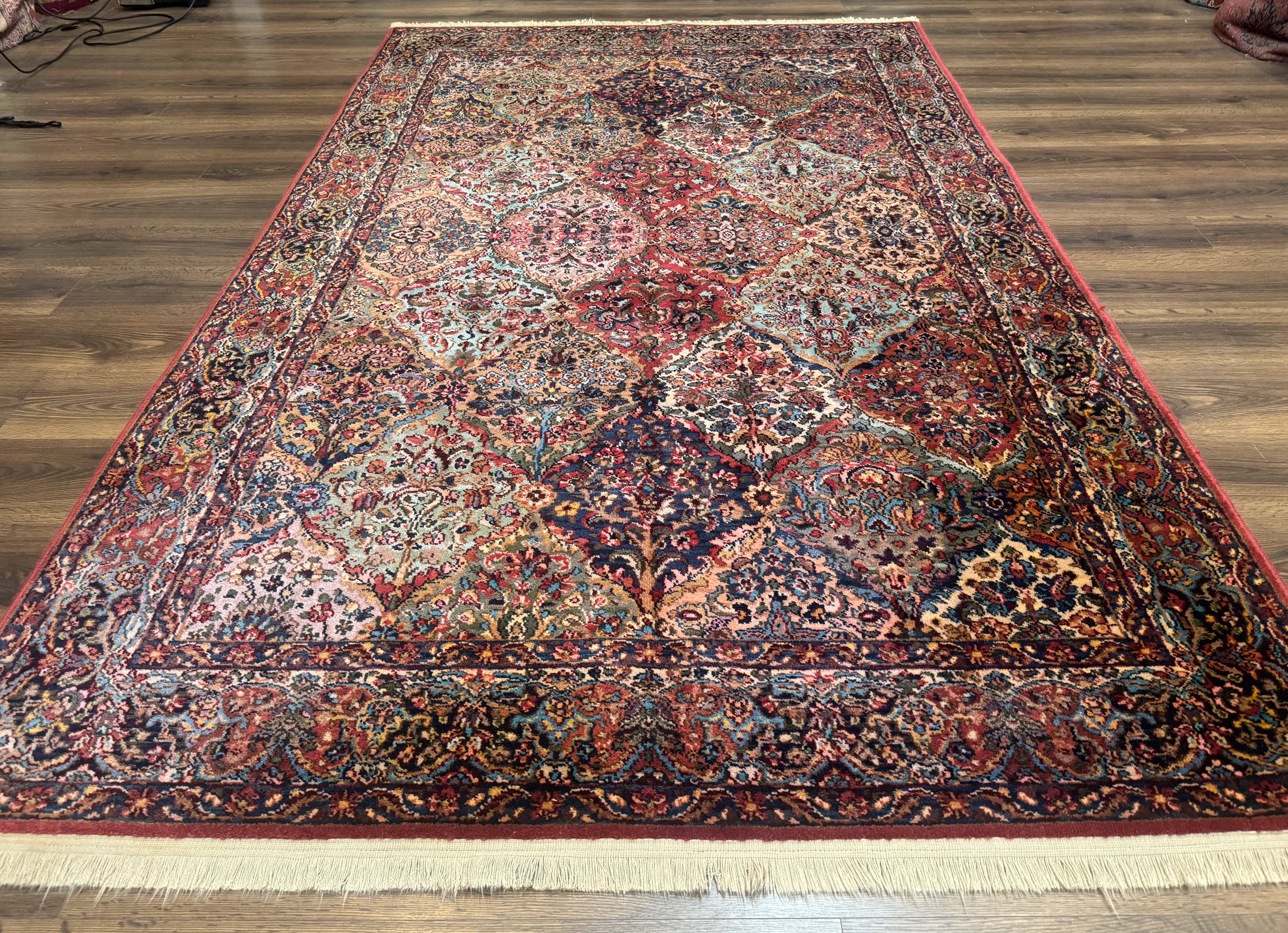 Karastan Rug 5.9 x 9, Multicolor Panel Kirman Rug #717, Wool Original Karastan Collection 700 Series - Jewel Rugs