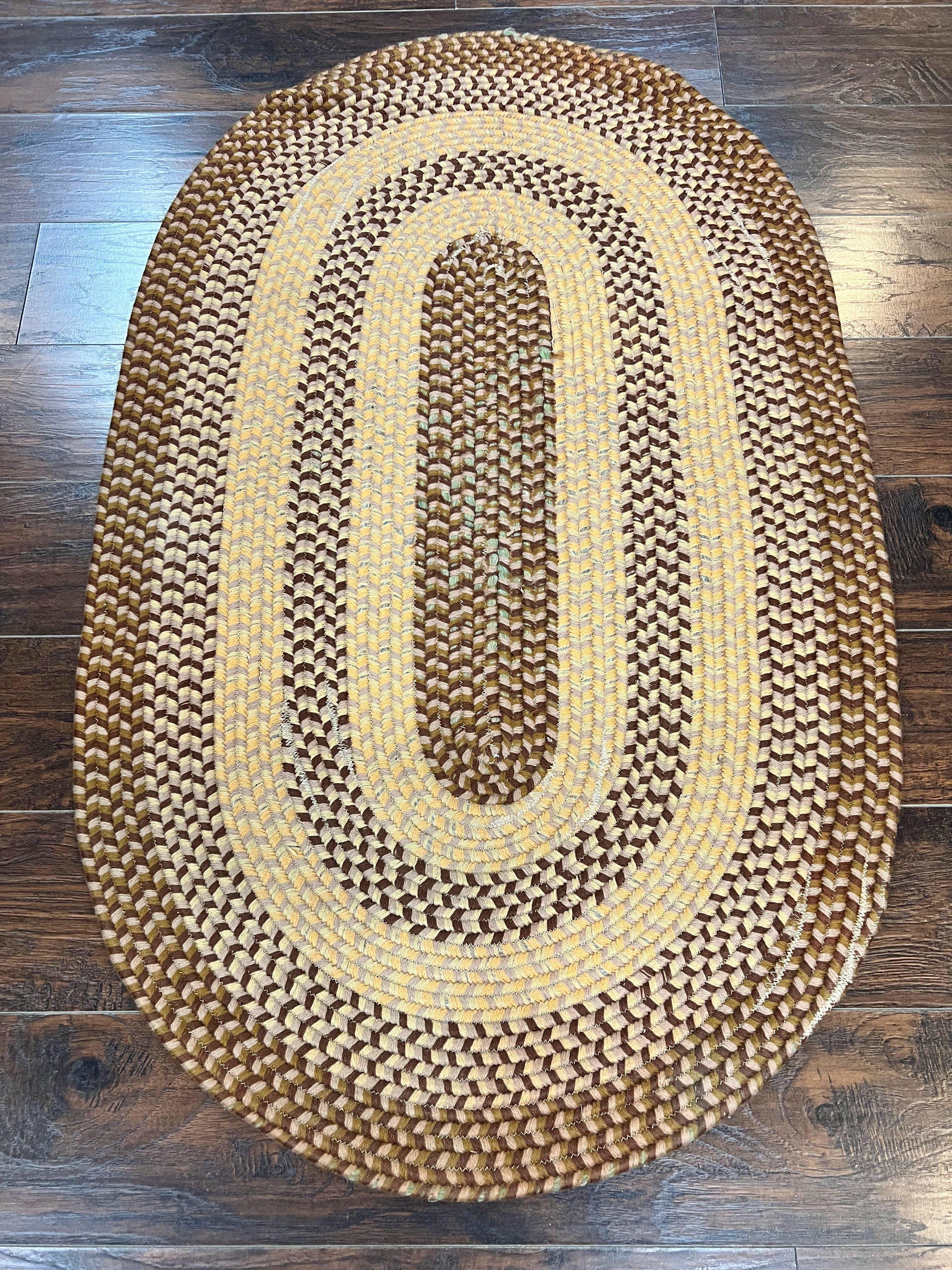 Oval Braided Rug 3x5, Multicolor Oval Rug, Wool Braided Rug, Hand Woven, Vintage Wool Handmade Braided Rug, Small American Braided Rug - Jewel Rugs