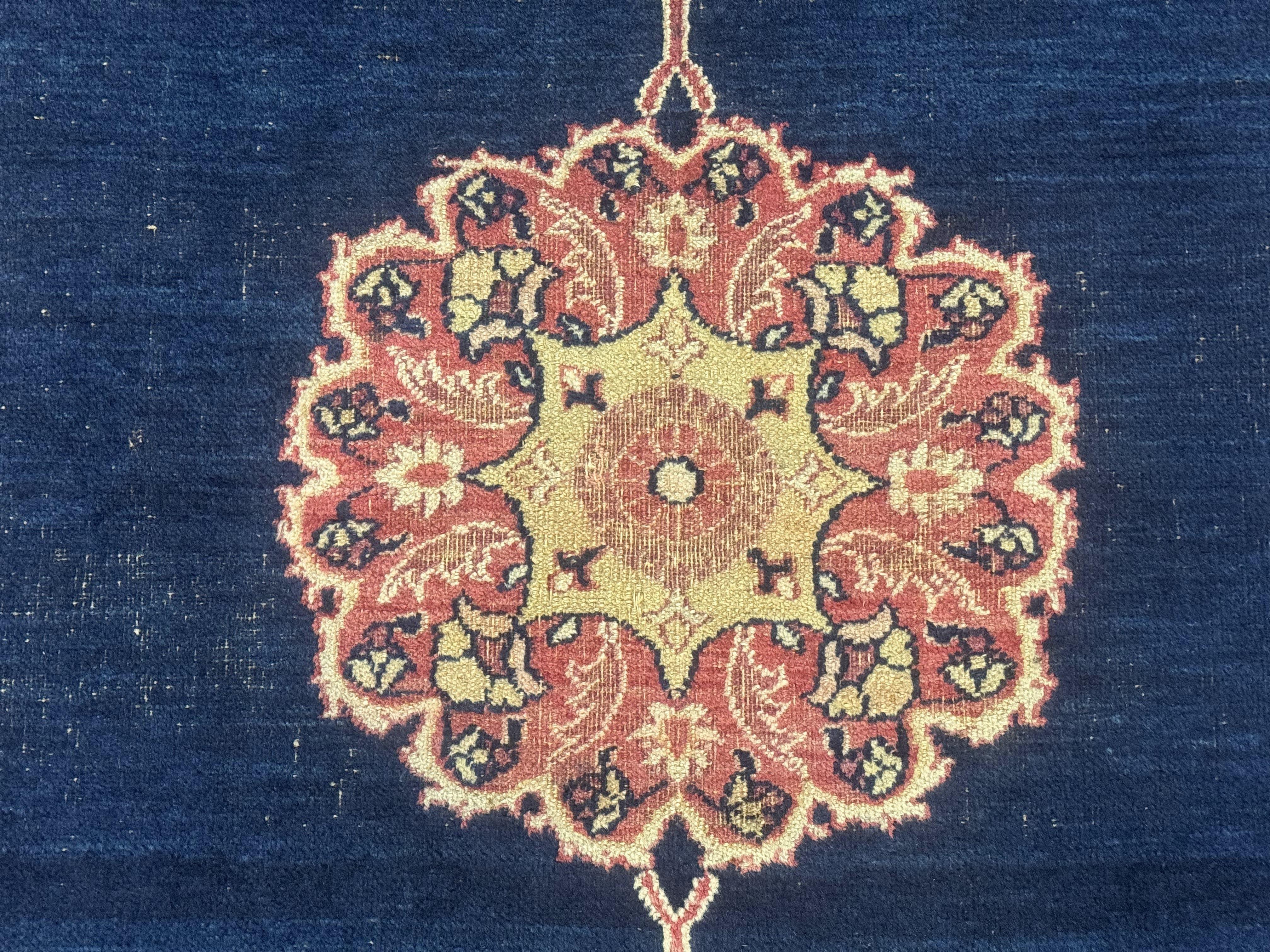 Antique Persian Mashad Rug 4x6, Semi Open Field, Navy Blue, Lion Pictorials, Triple Medallion, Dorokhsh Rug - Jewel Rugs