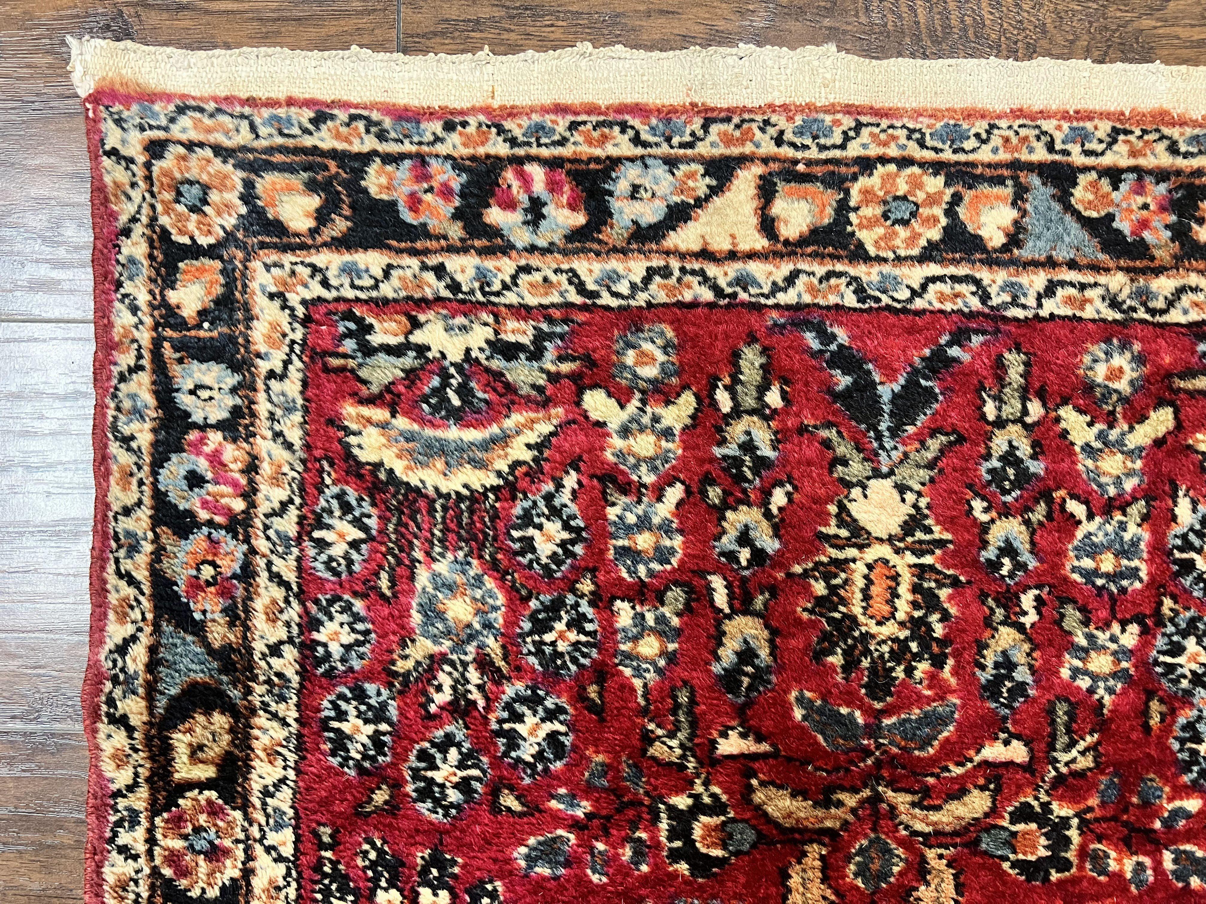 Antique Persian Runner Rug 2.6 x 10, Persian Hamadan Lilian Rug, Floral Wool Handmade 1920s Sarouk Carpet, Rug for Hallway, 10ft Runner - Jewel Rugs