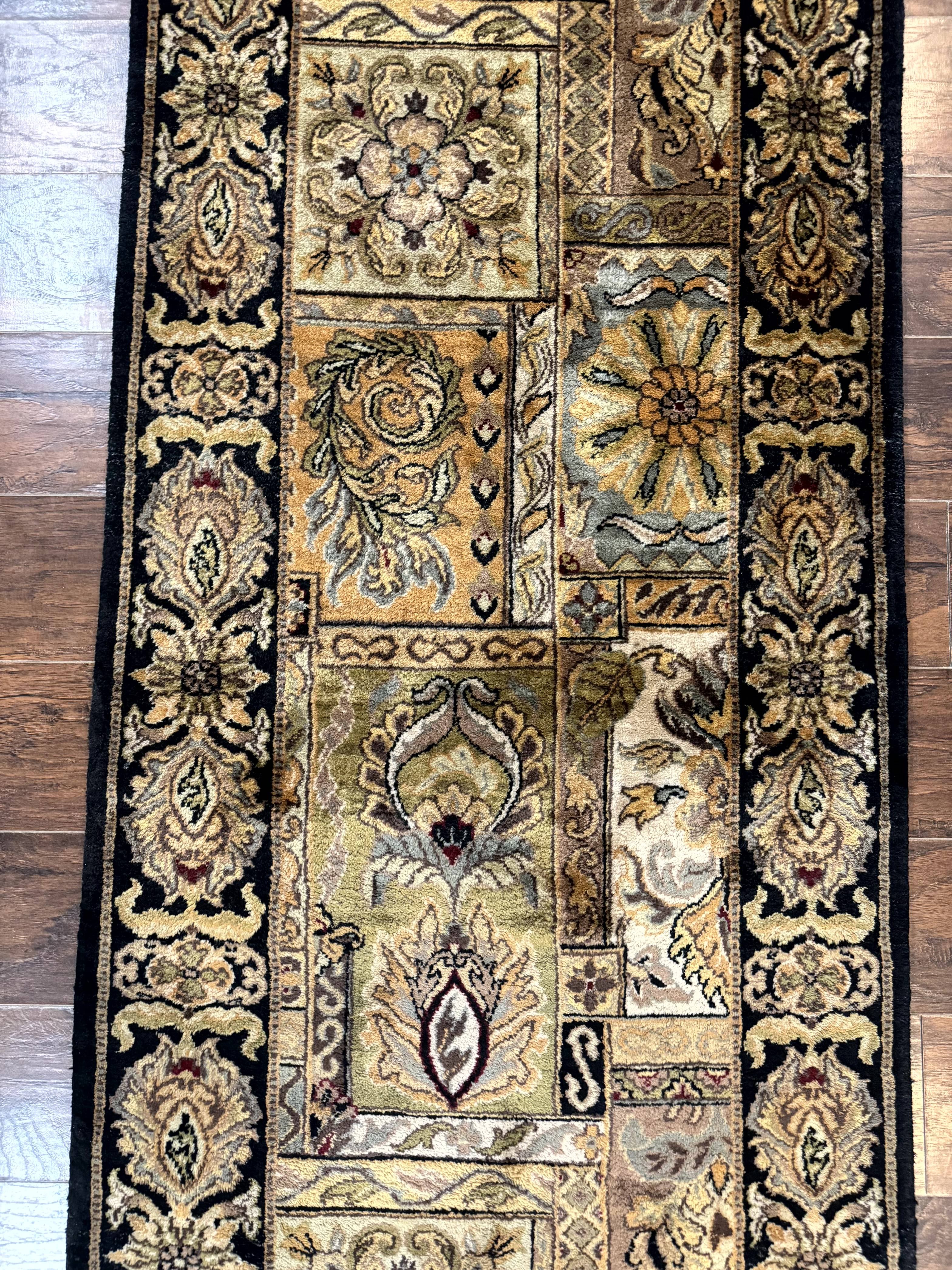 Indian Runner Rug 3x14, Panel Design, Oriental Carpet for Hallway - Jewel Rugs
