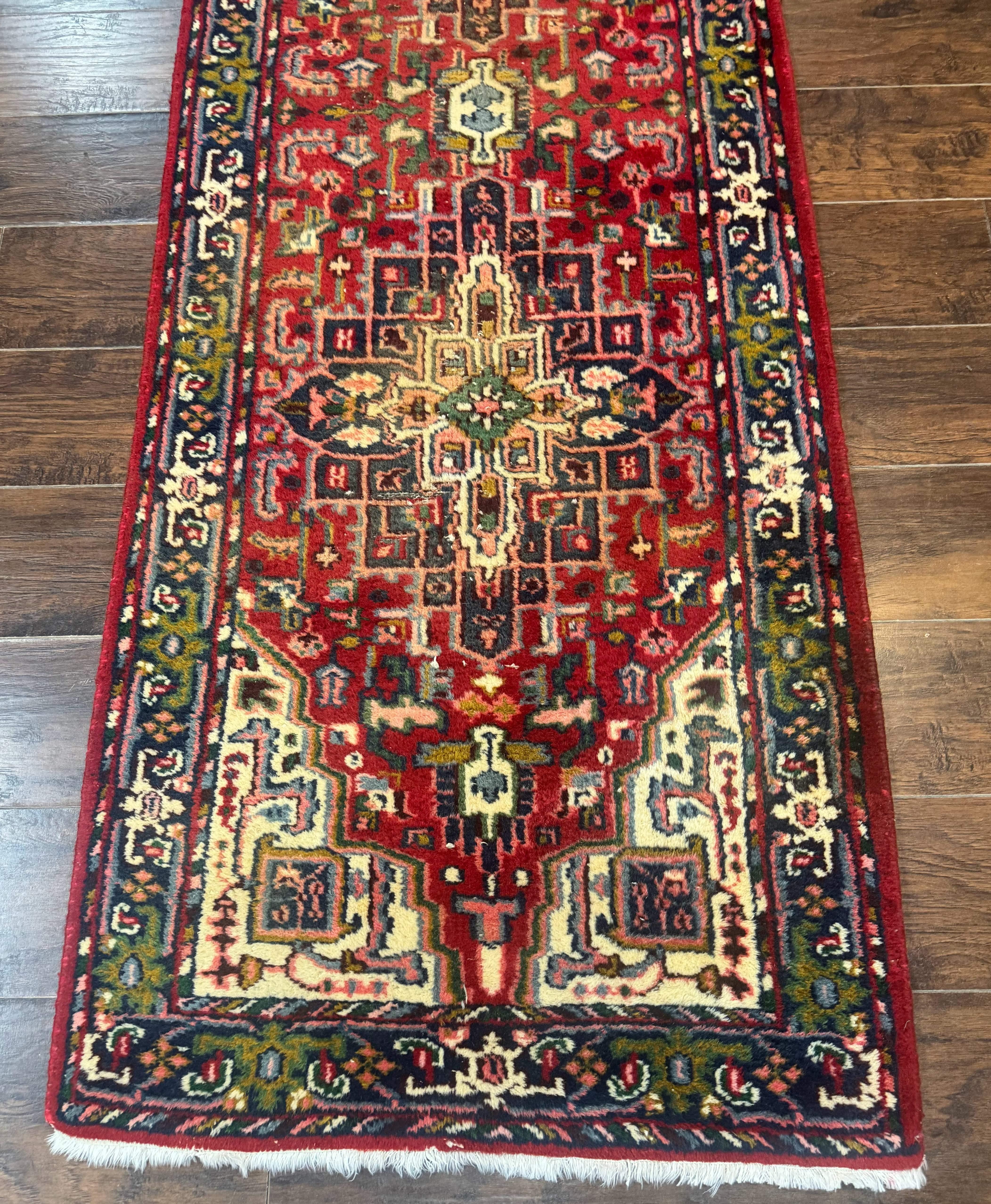 Indo Persian Heriz Runner Rug 3 x 17, Geometric Long Runner Carpet for Hallway, Medallions, Wool Runner Rug 3x17 - Jewel Rugs